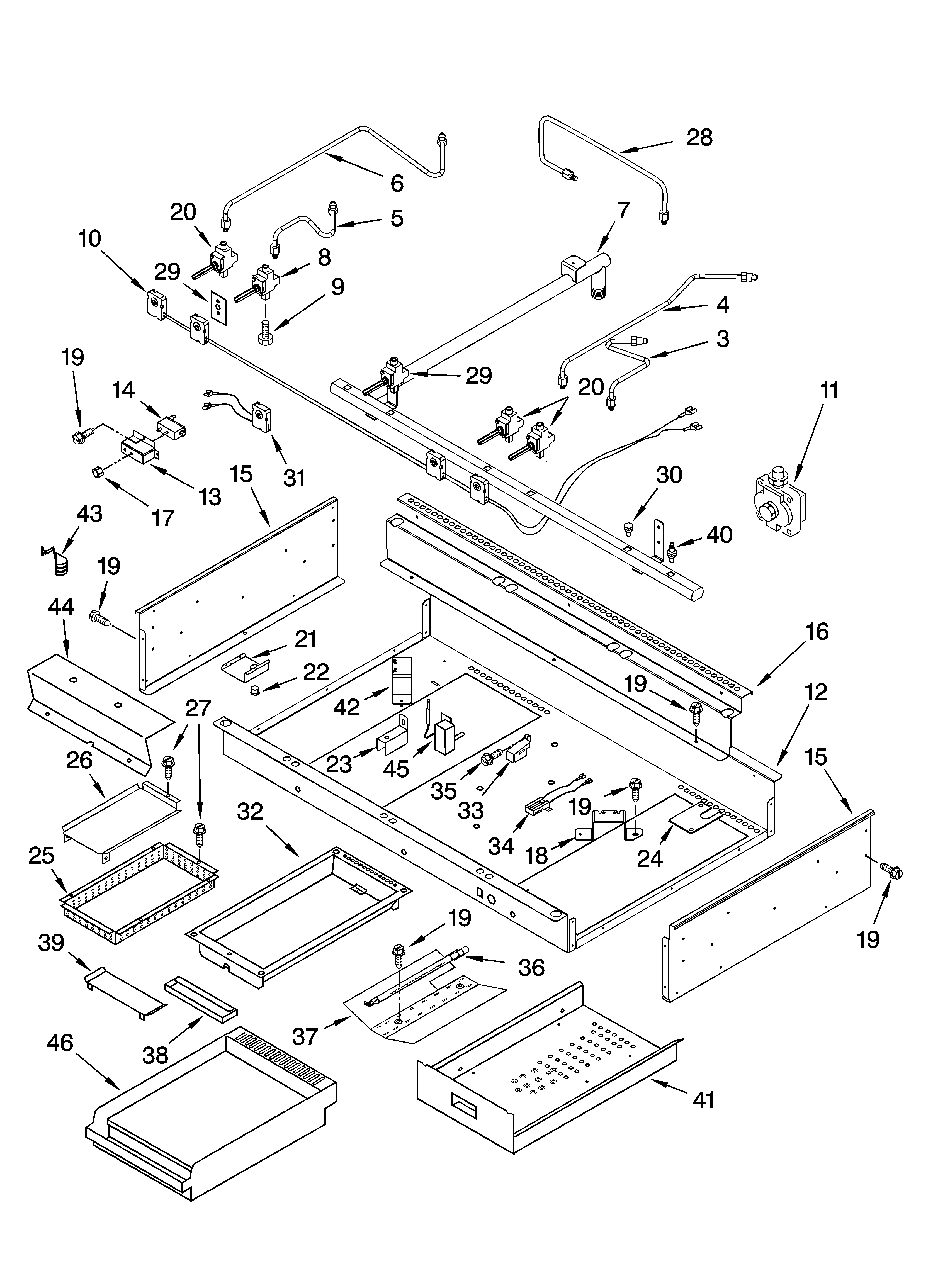 BURNER BOX, GAS VALVES, AND SWITCHES, OPTIONAL PARTS
