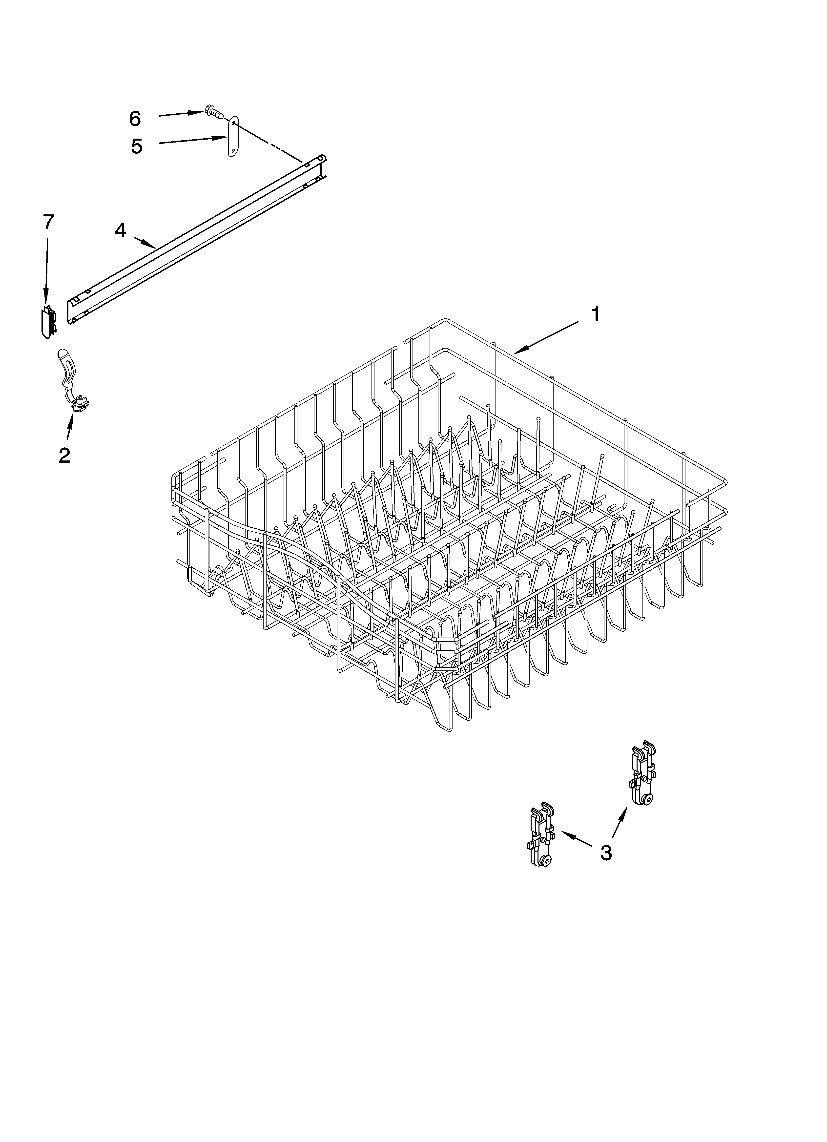 Upper rack and track parts