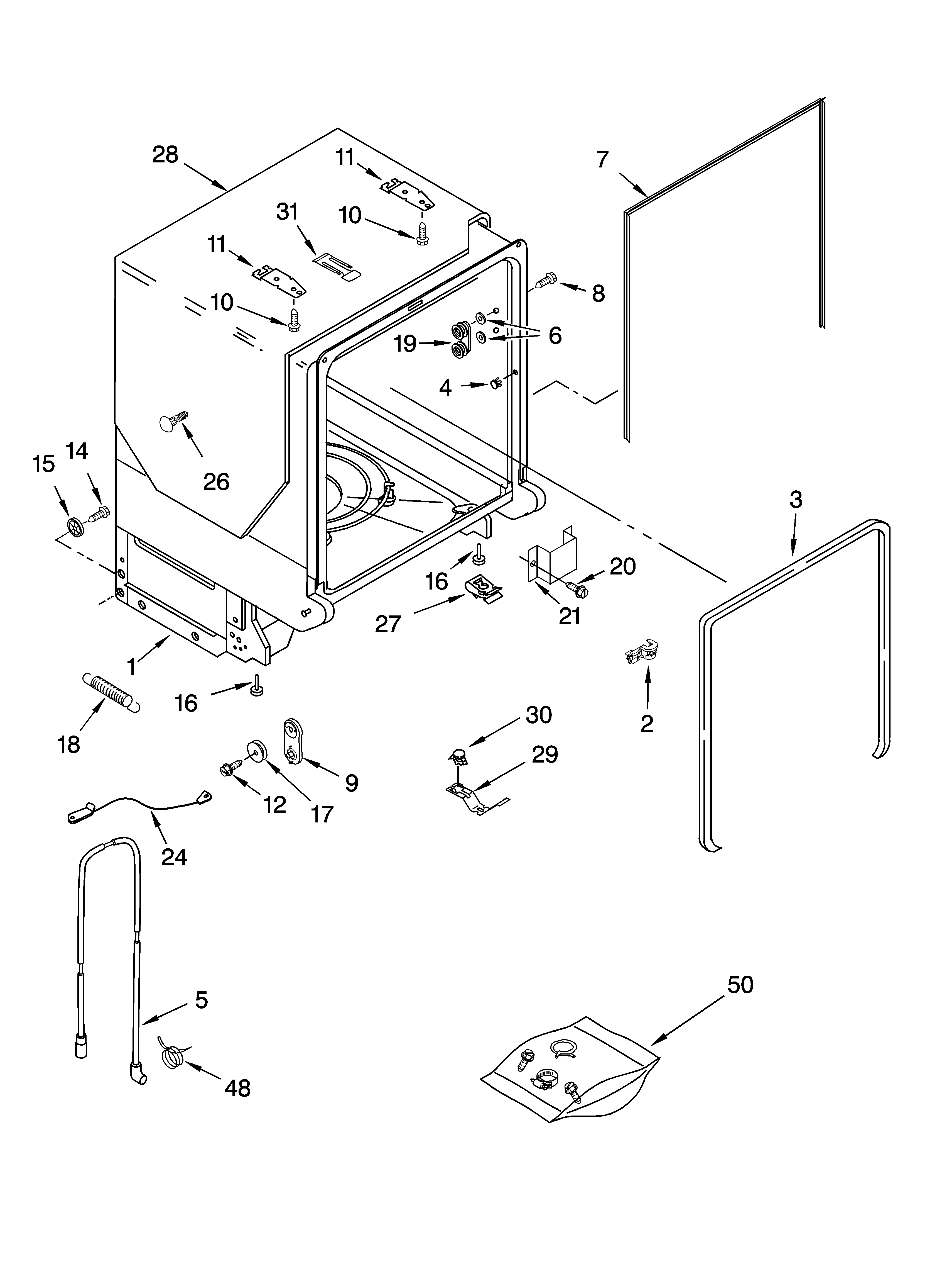 TUB AND FRAME PARTS