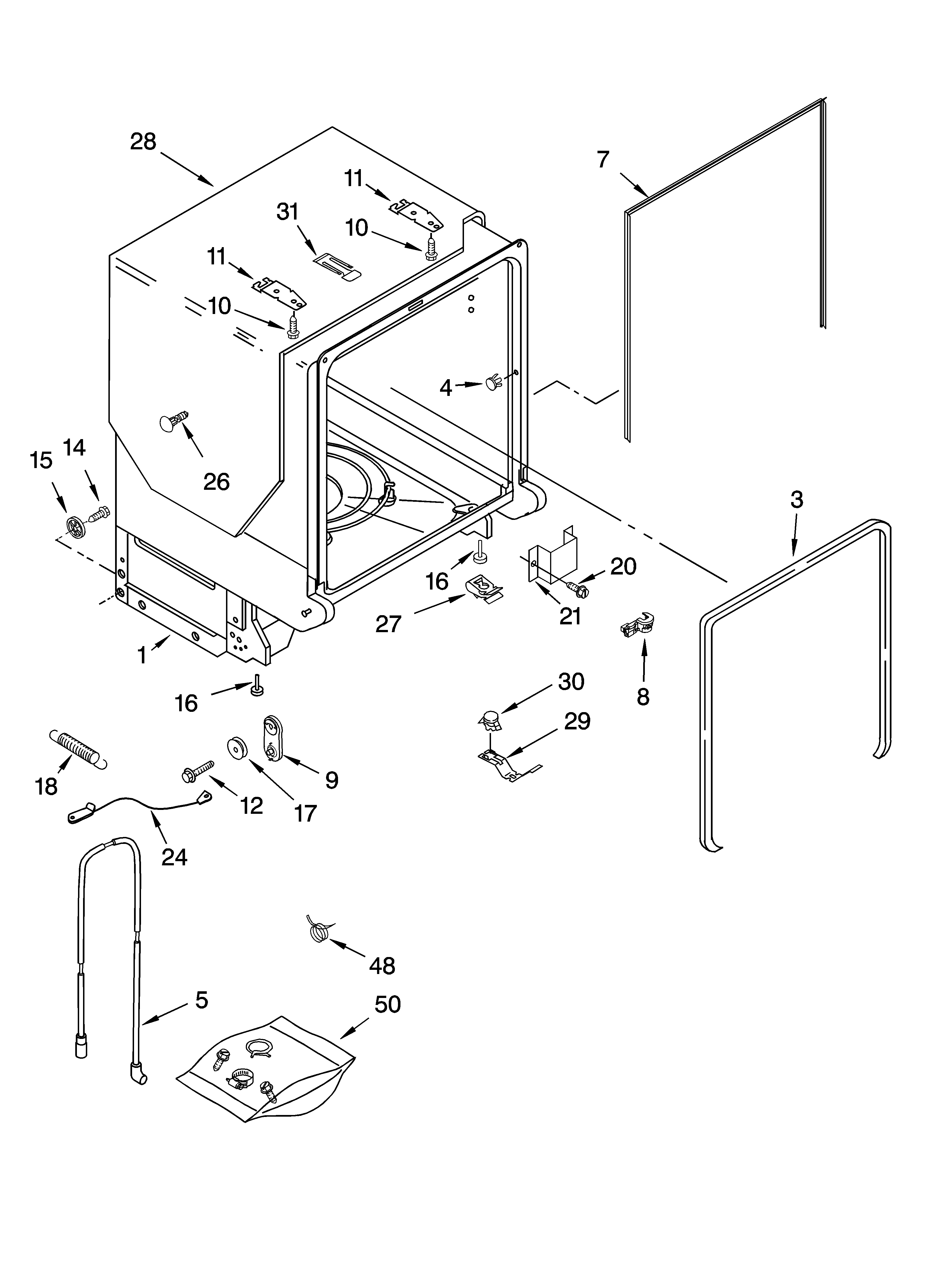 Tub and frame parts