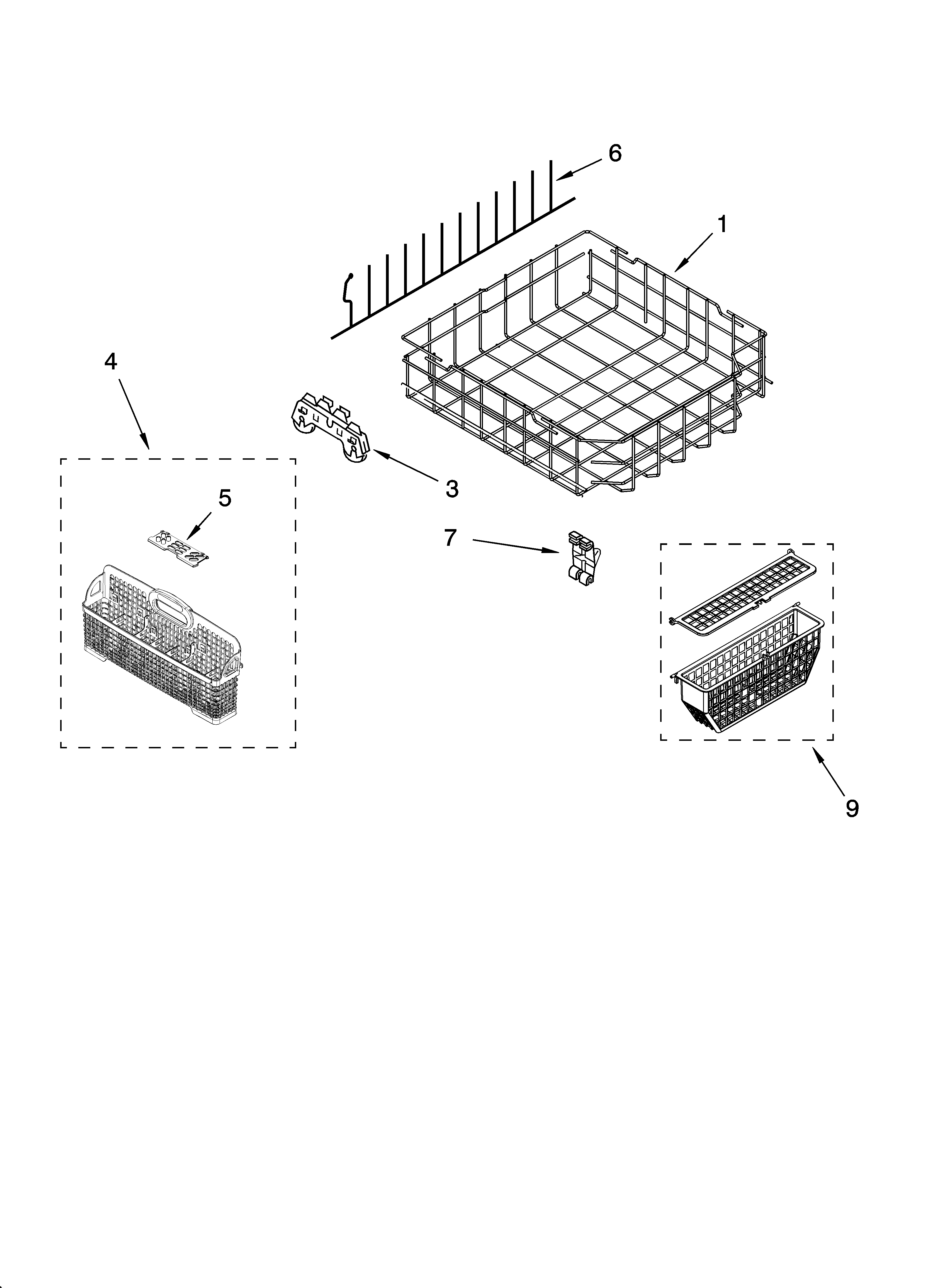 LOWER RACK PARTS, OPTIONAL PARTS (NOT INCLUDED)