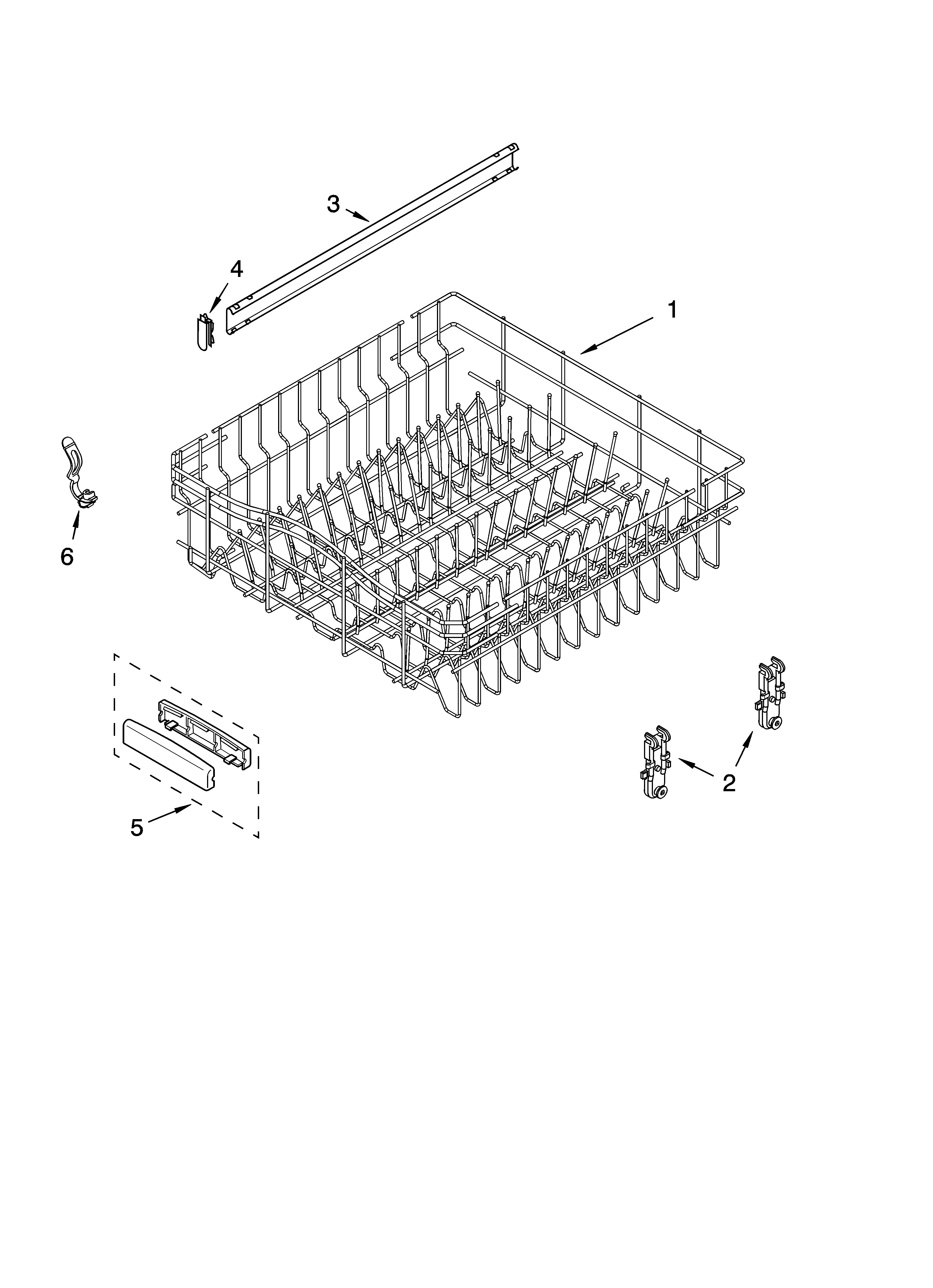 Upper rack and track parts
