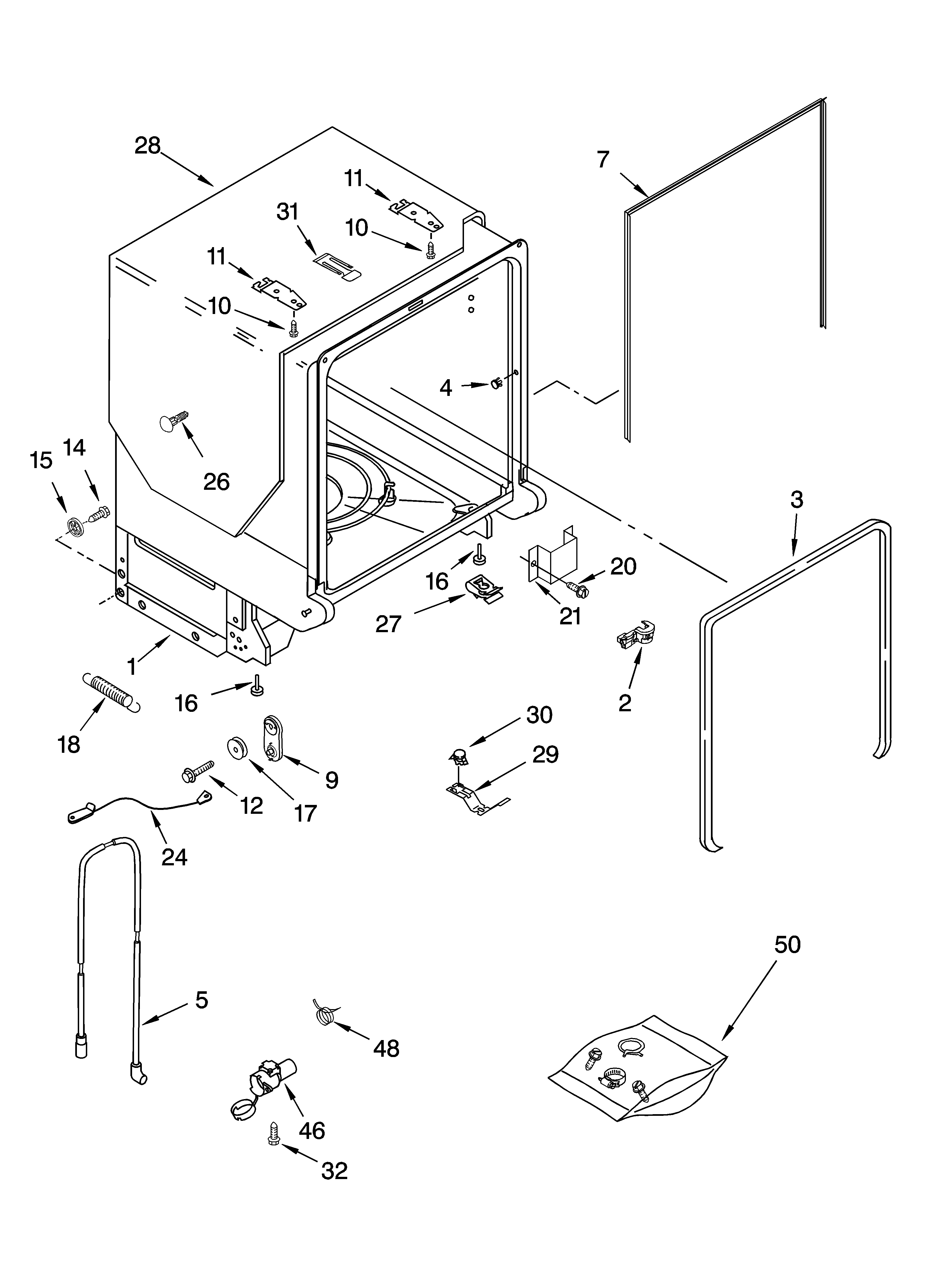 Tub and frame parts