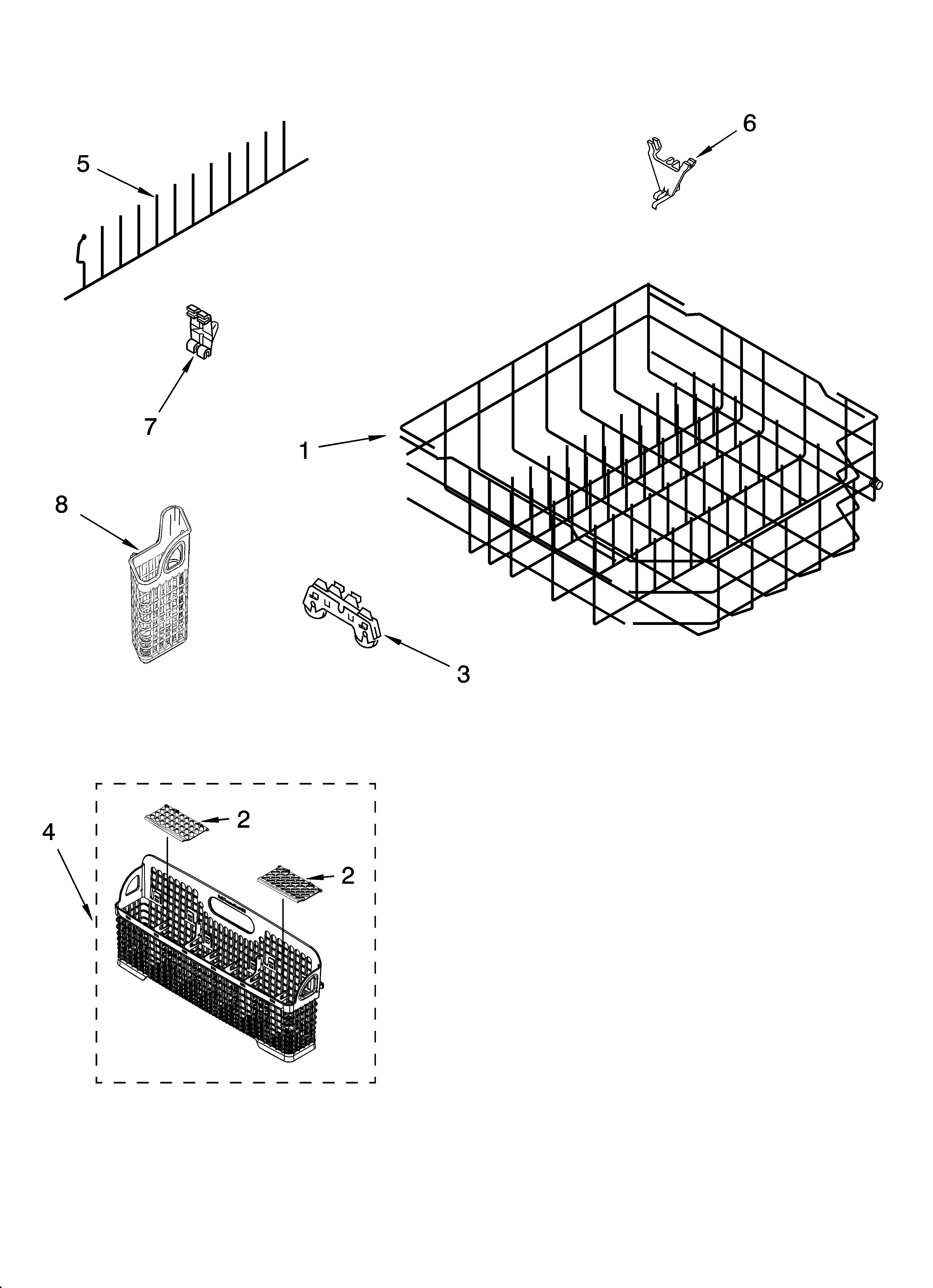 LOWER RACK PARTS, OPTIONAL PARTS (NOT INCLUDED)