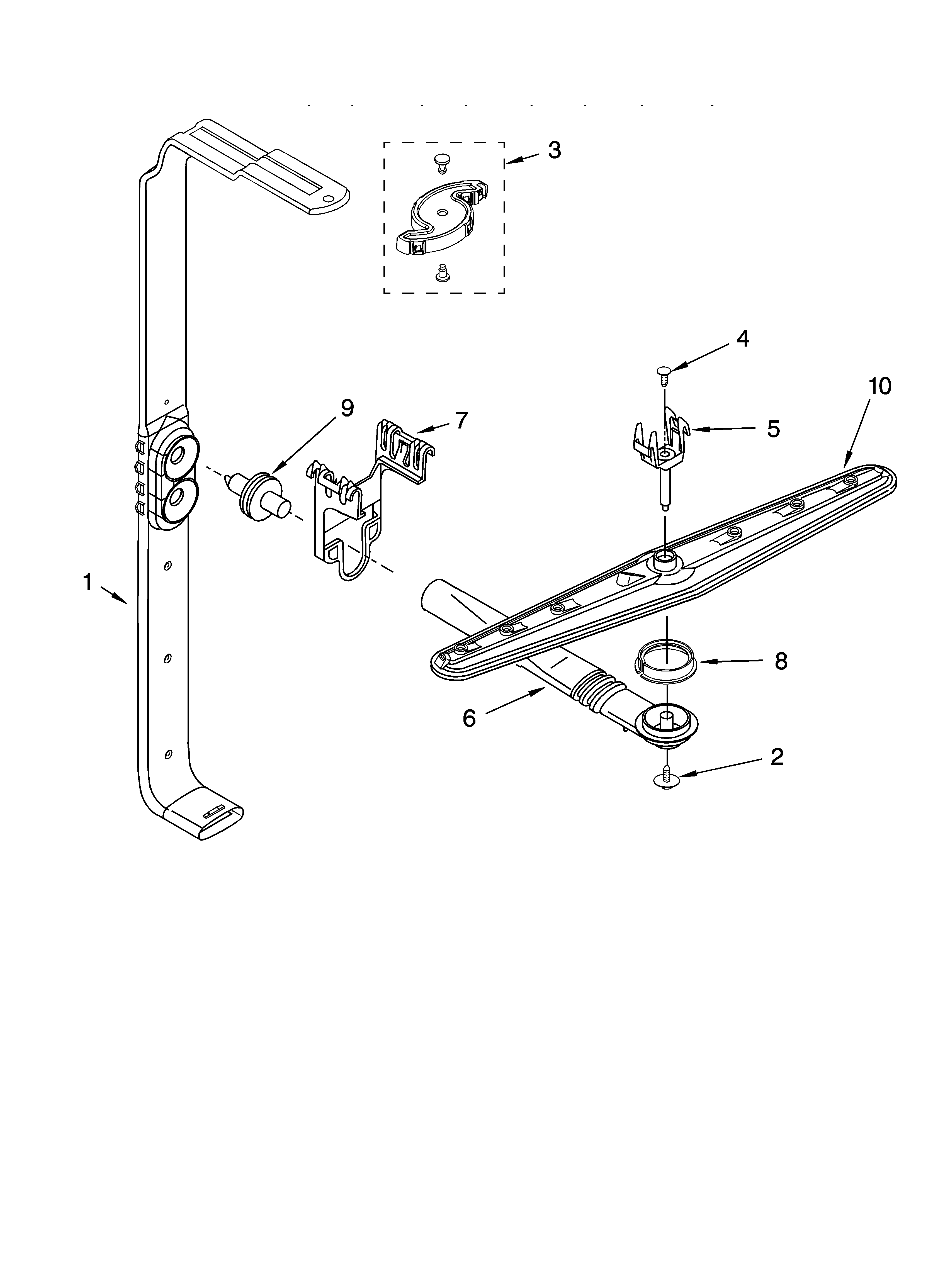 Upper wash and rinse parts