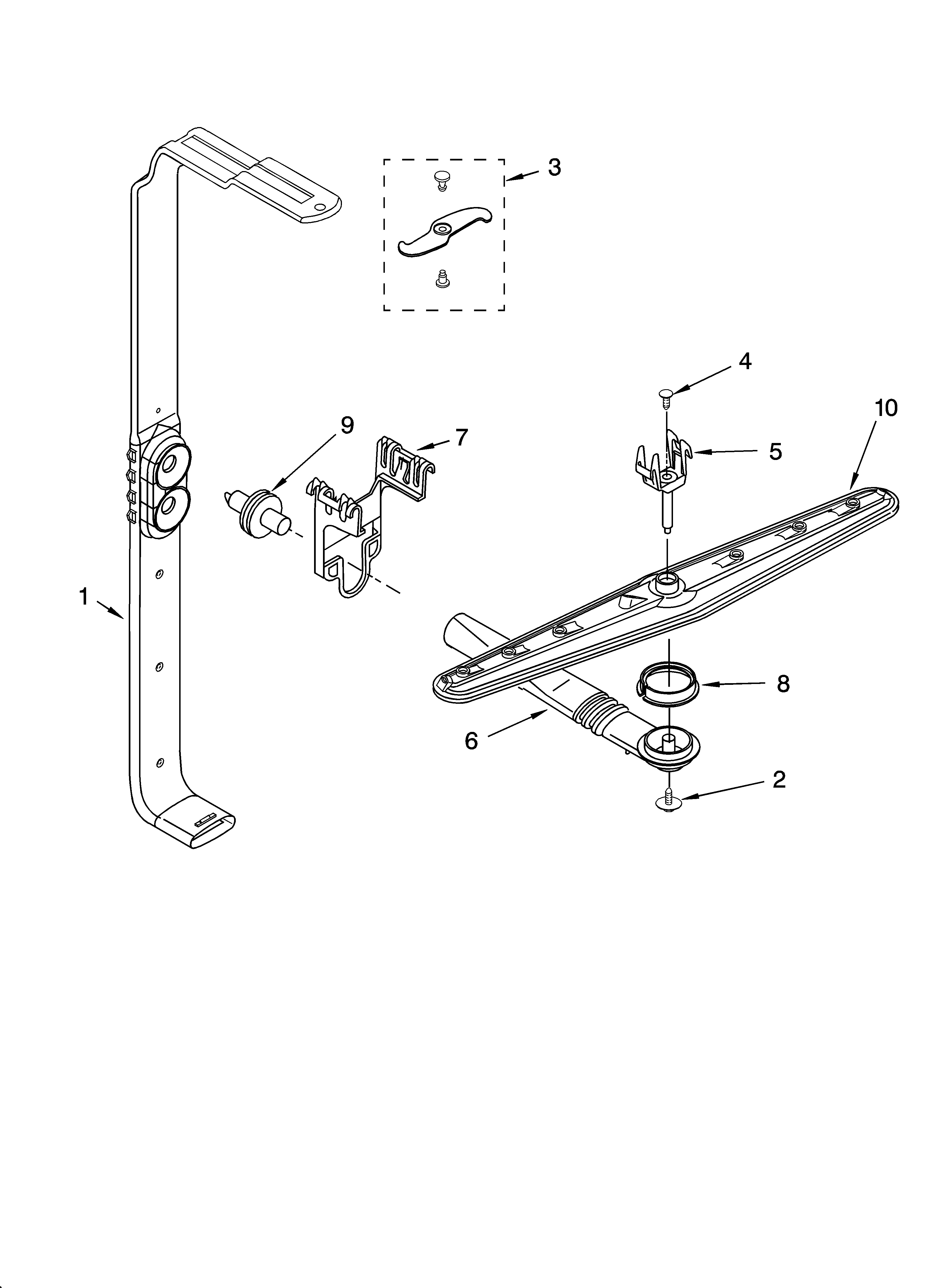 Upper wash and rinse parts, optional parts (not includ