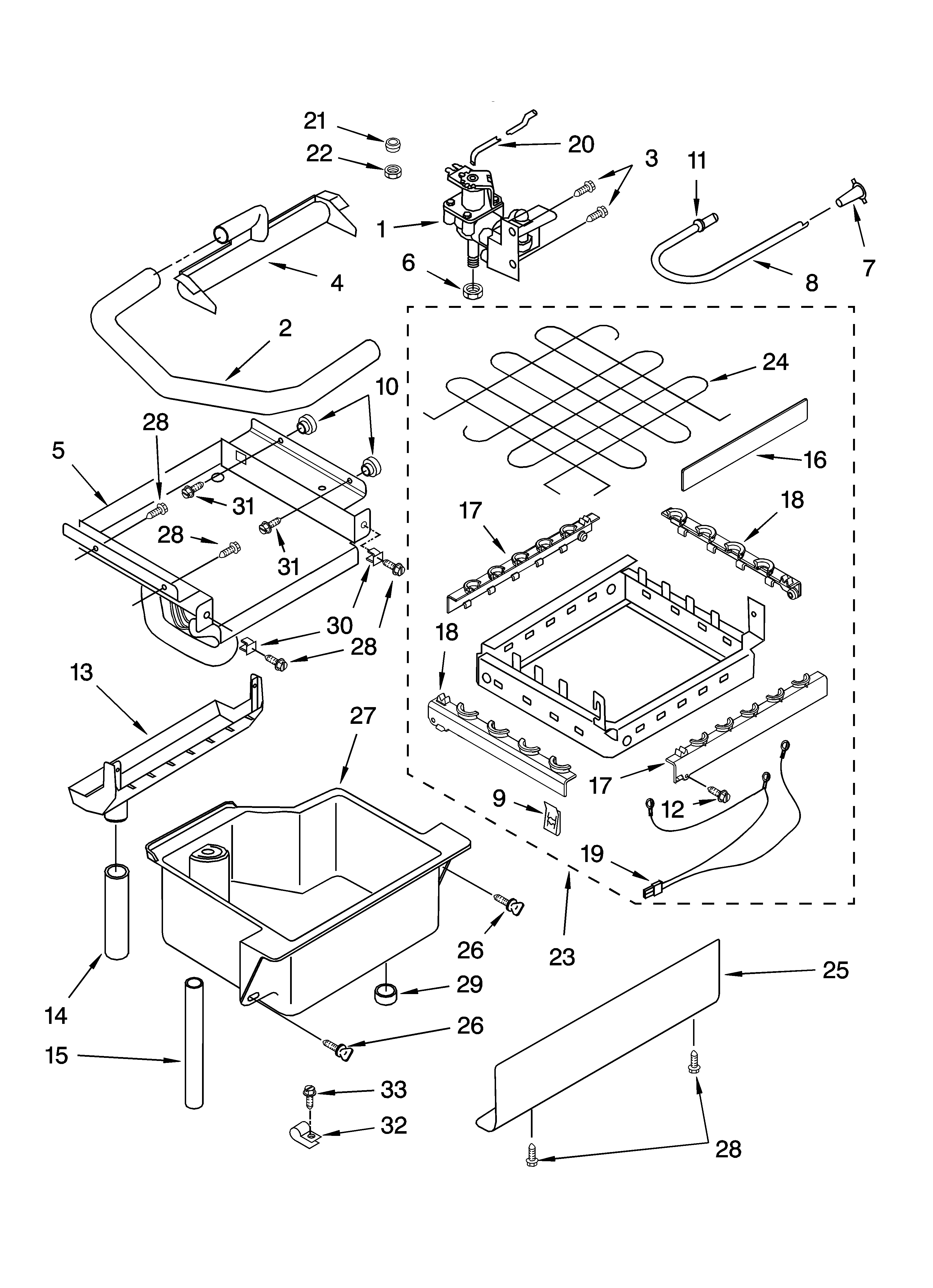 Evaporator ice cutter grid and water parts fs22 ,