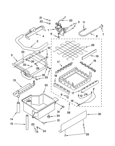 Evaporator, ice cutter grid and water parts