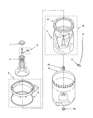 Agitator, basket and tub parts