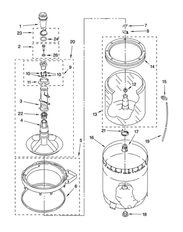 Agitator, basket and tub parts