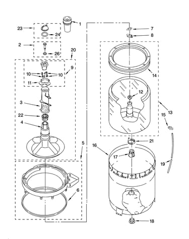 Agitator, basket and tub parts