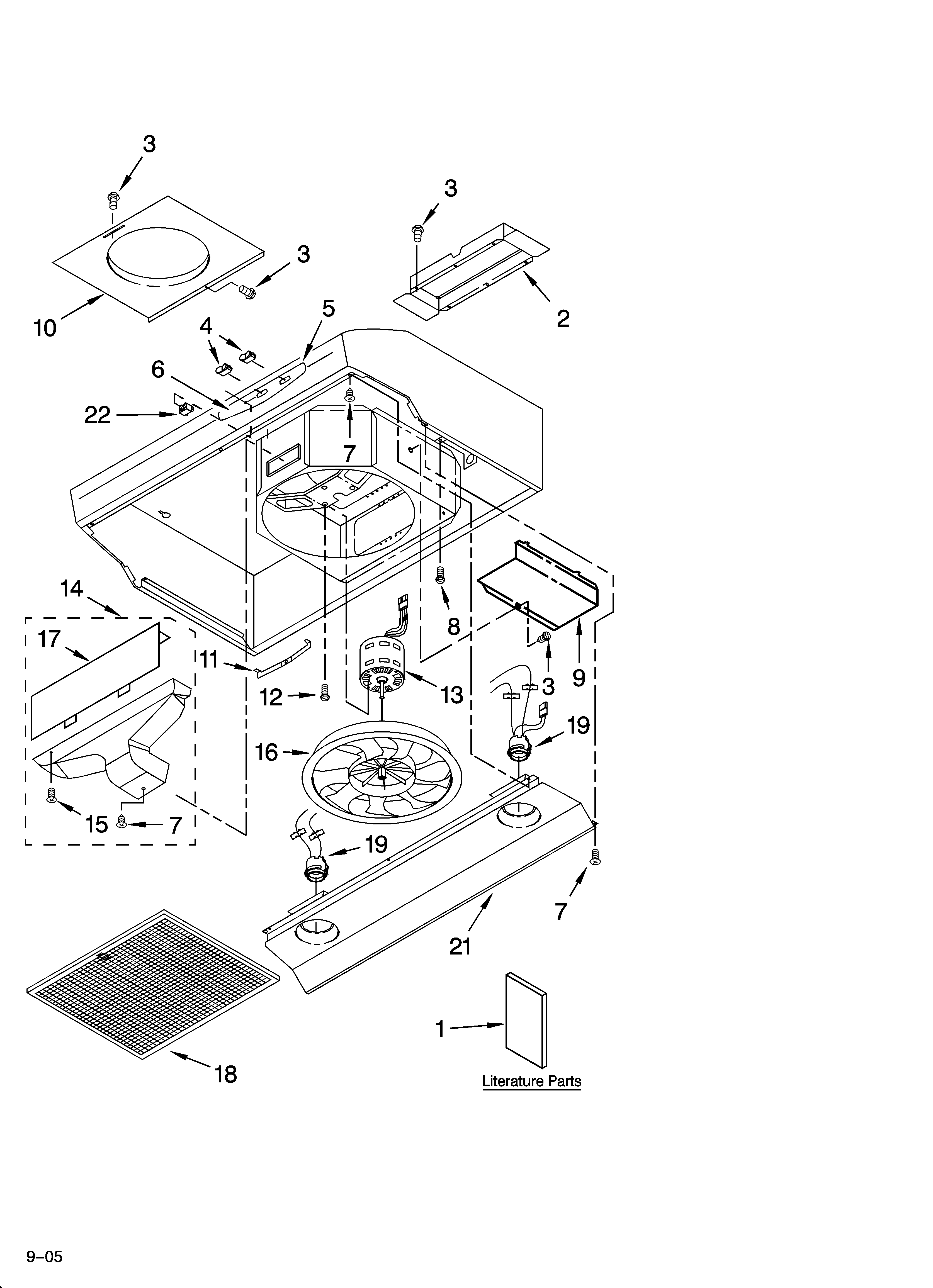 Range hood parts