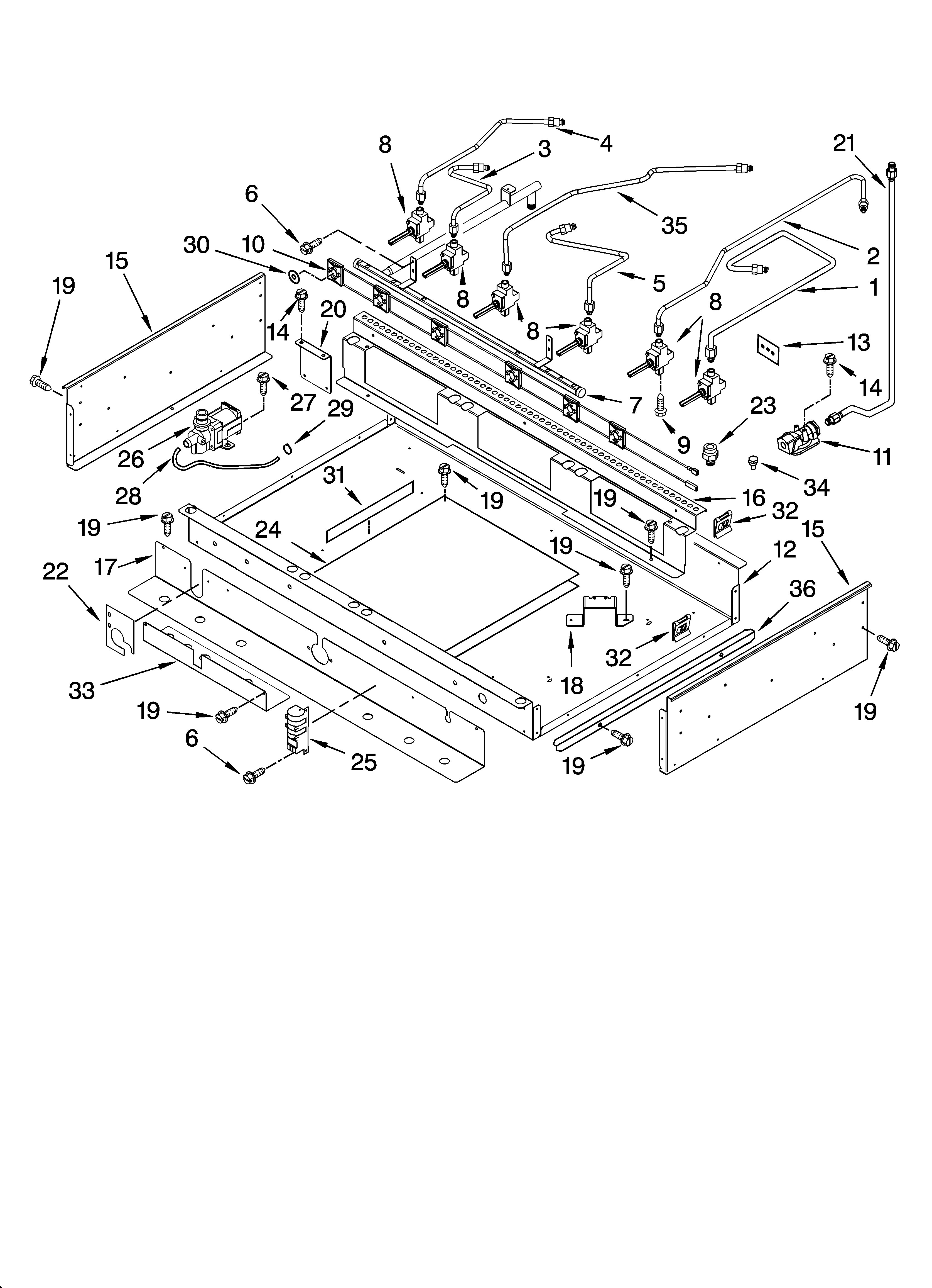Burner box and manifold parts