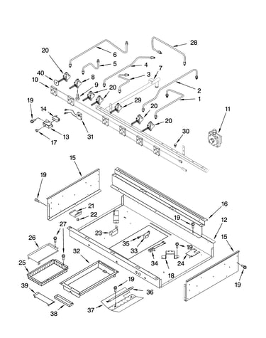 Burner box, gas valves, and switches, optional parts