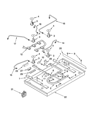 Burner box, gas valves, and switches, optional parts