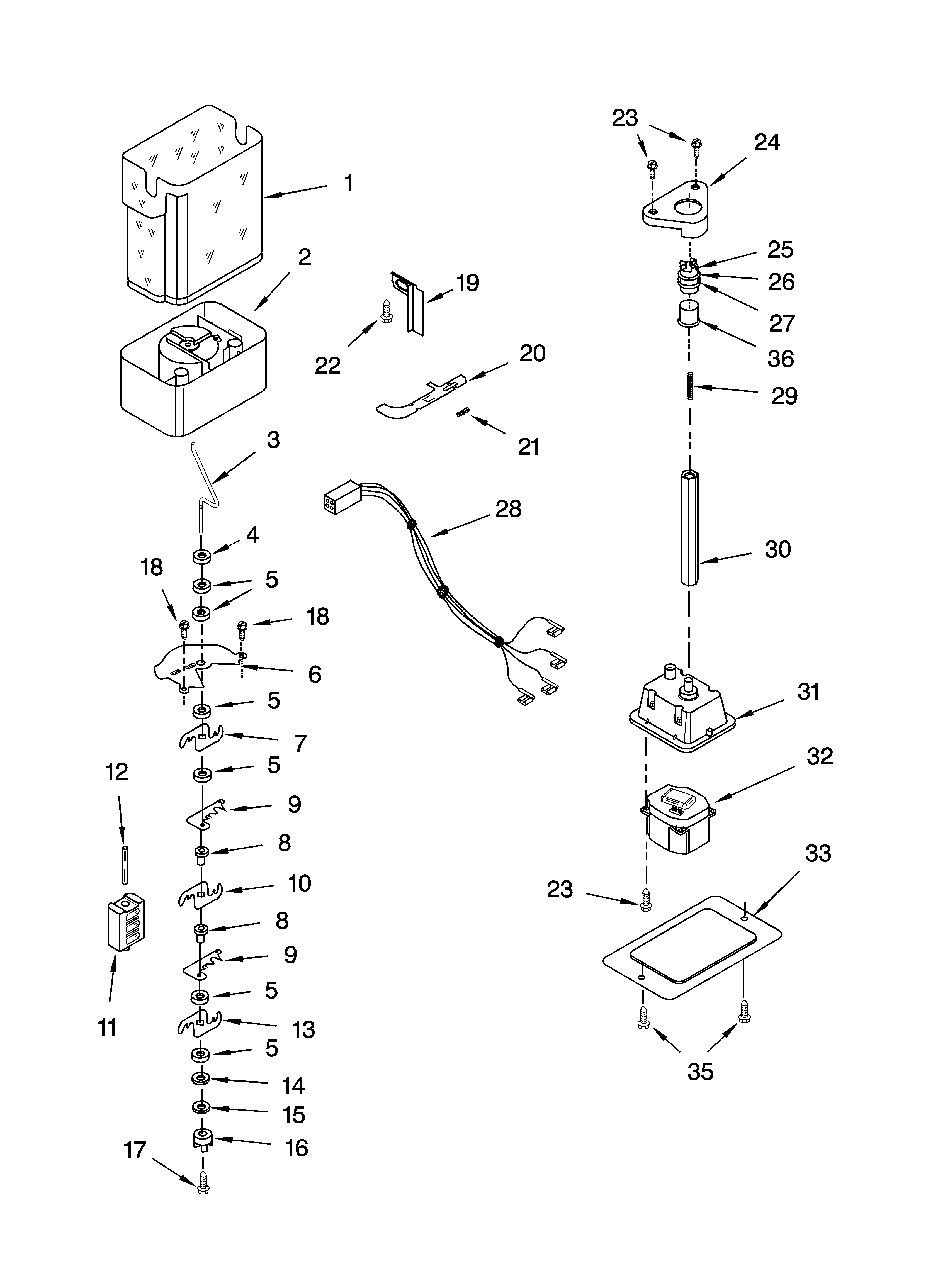 Motor and ice container parts