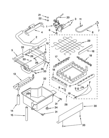 Evaporator ice cutter grid and water parts