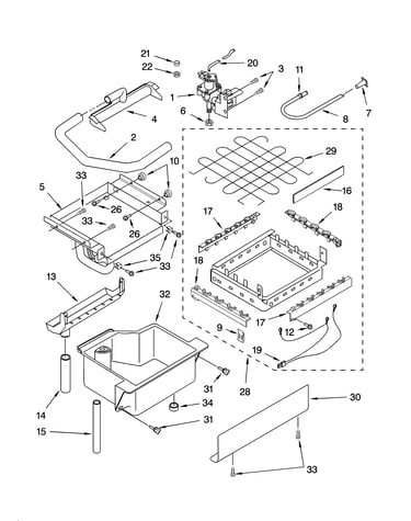 Evaporator ice cutter grid and water parts
