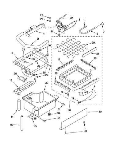 Evaporator ice cutter grid and water parts