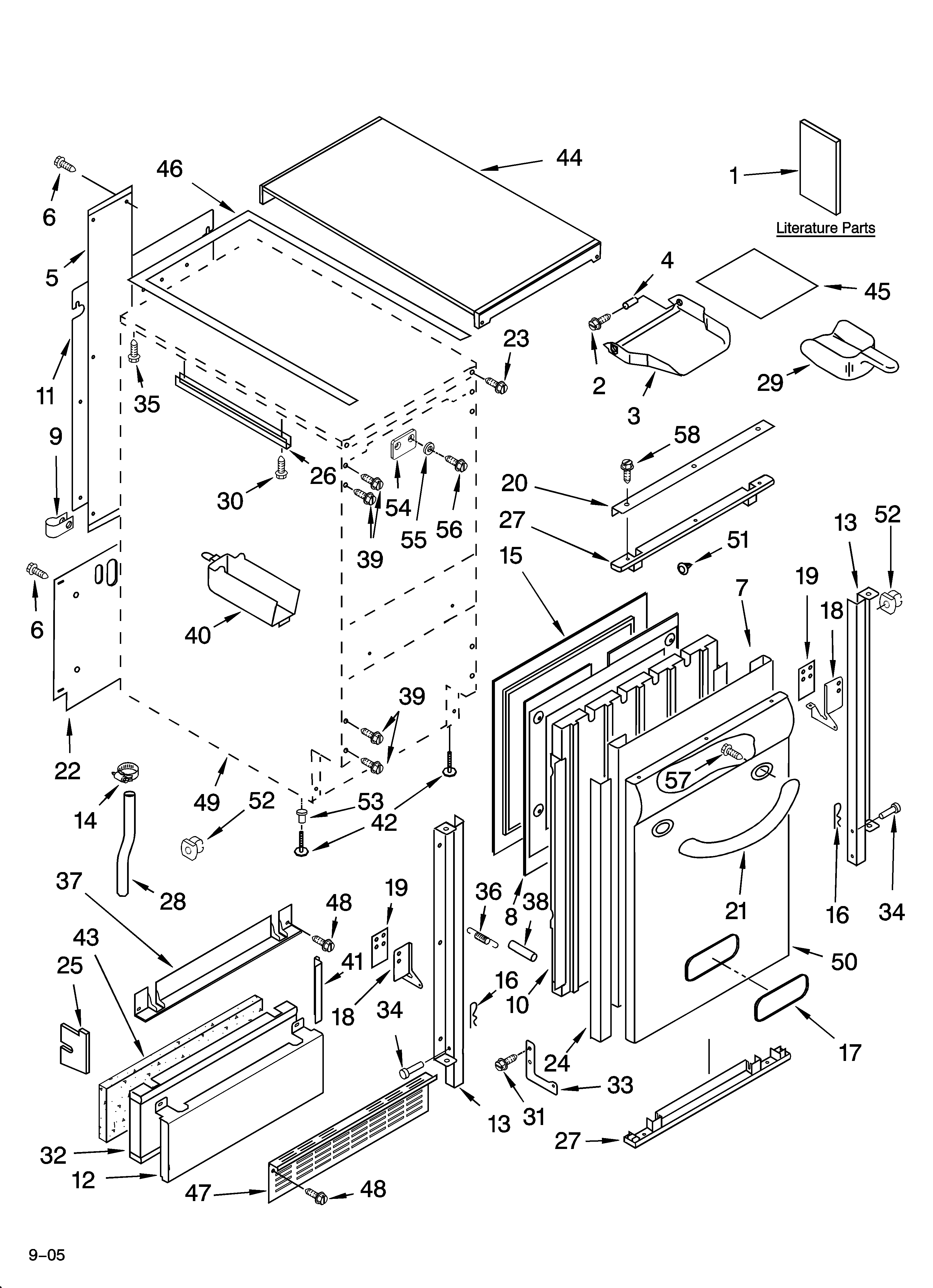 Cabinet liner and door parts