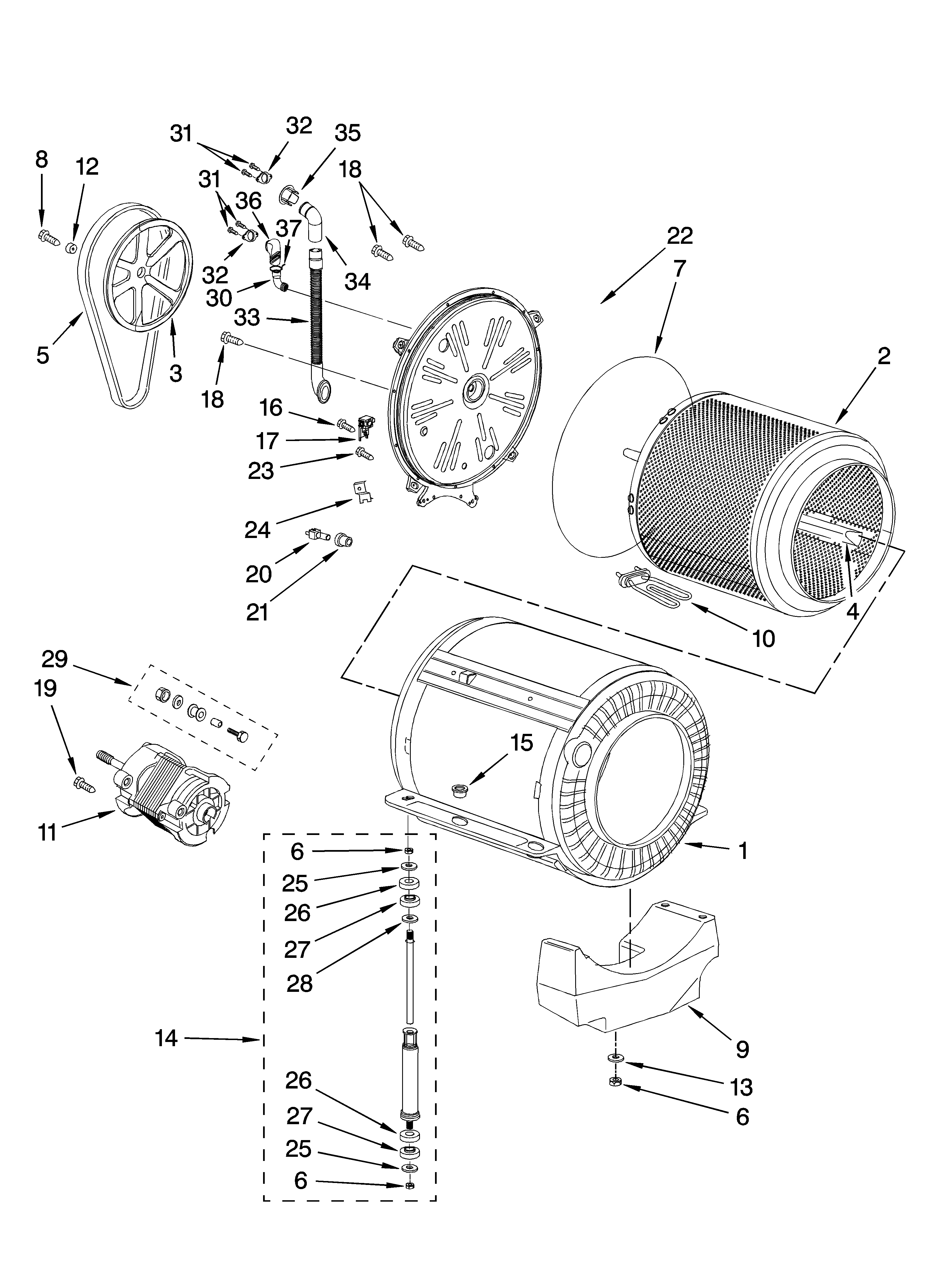 Basket and tub parts