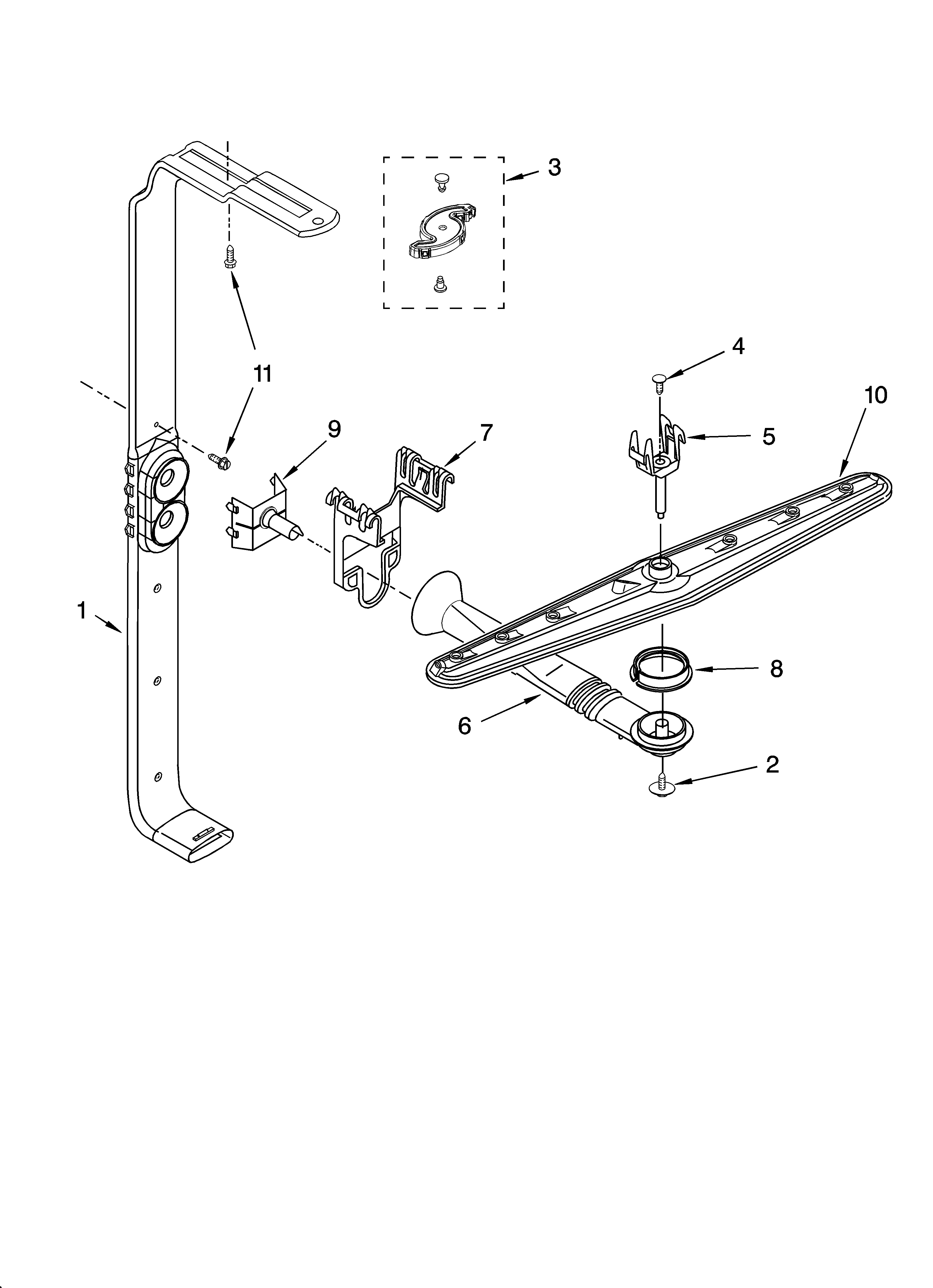 Upper wash and rinse parts