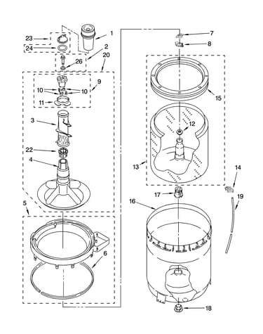 Agitator, basket and tub parts