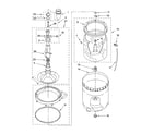 Whirlpool 3RLBR8543JQ3 agitator, basket and tub parts diagram