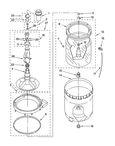 Agitator, basket and tub parts