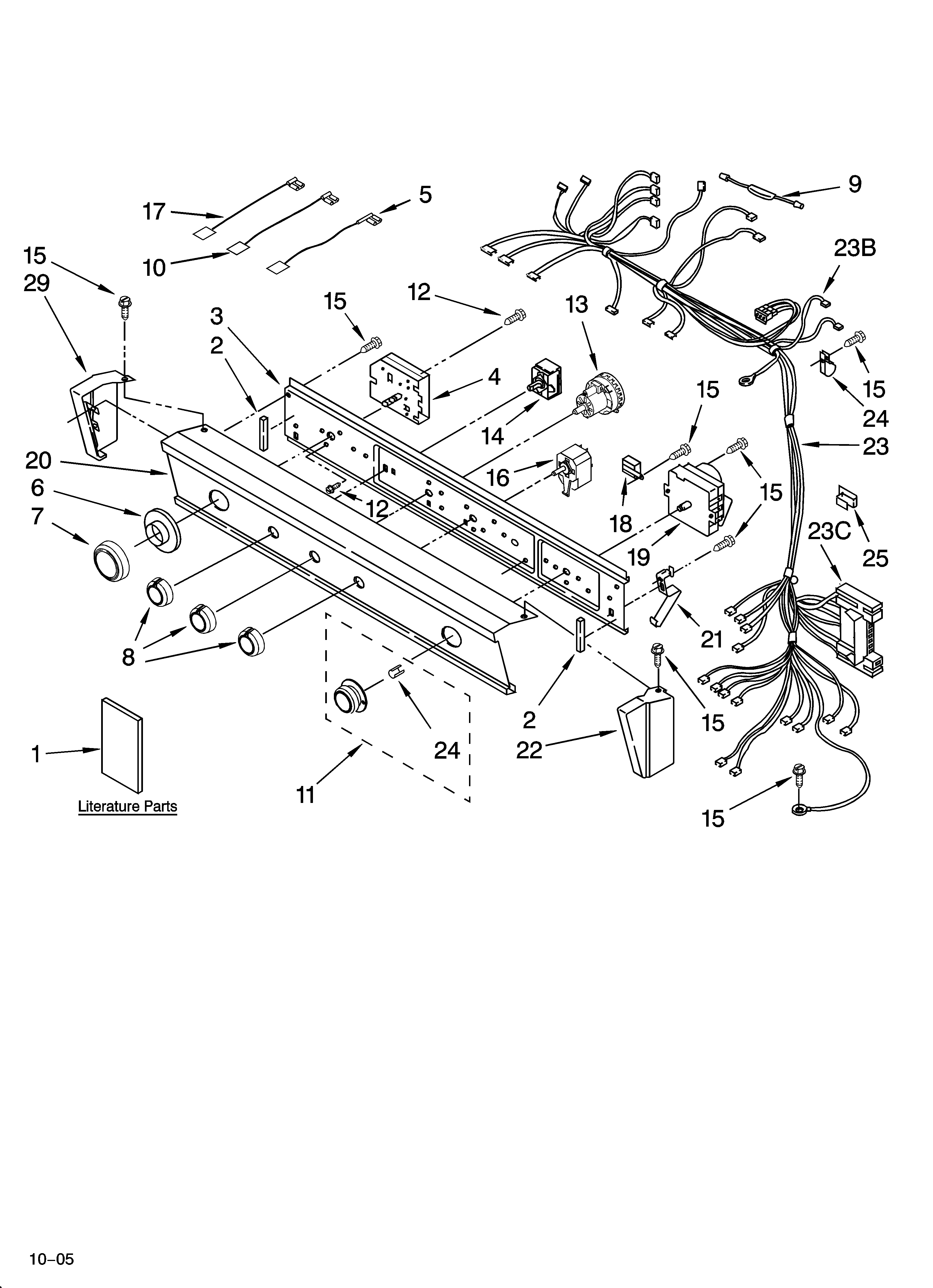 Washer/dryer control panel parts