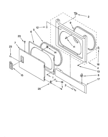 Dryer front panel and door parts