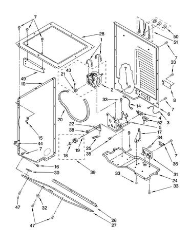 Dryer cabinet and motor parts