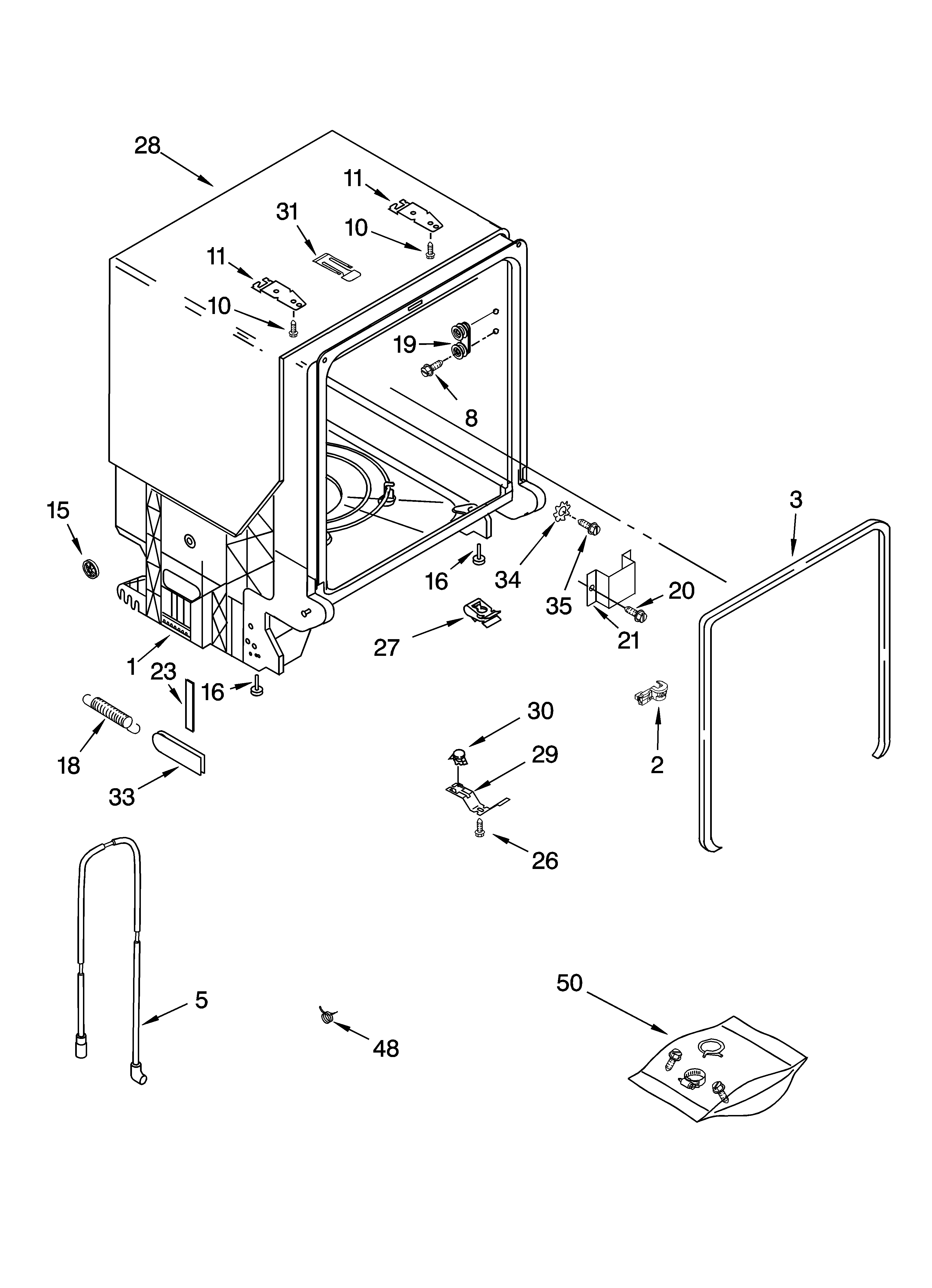 Tub and frame parts