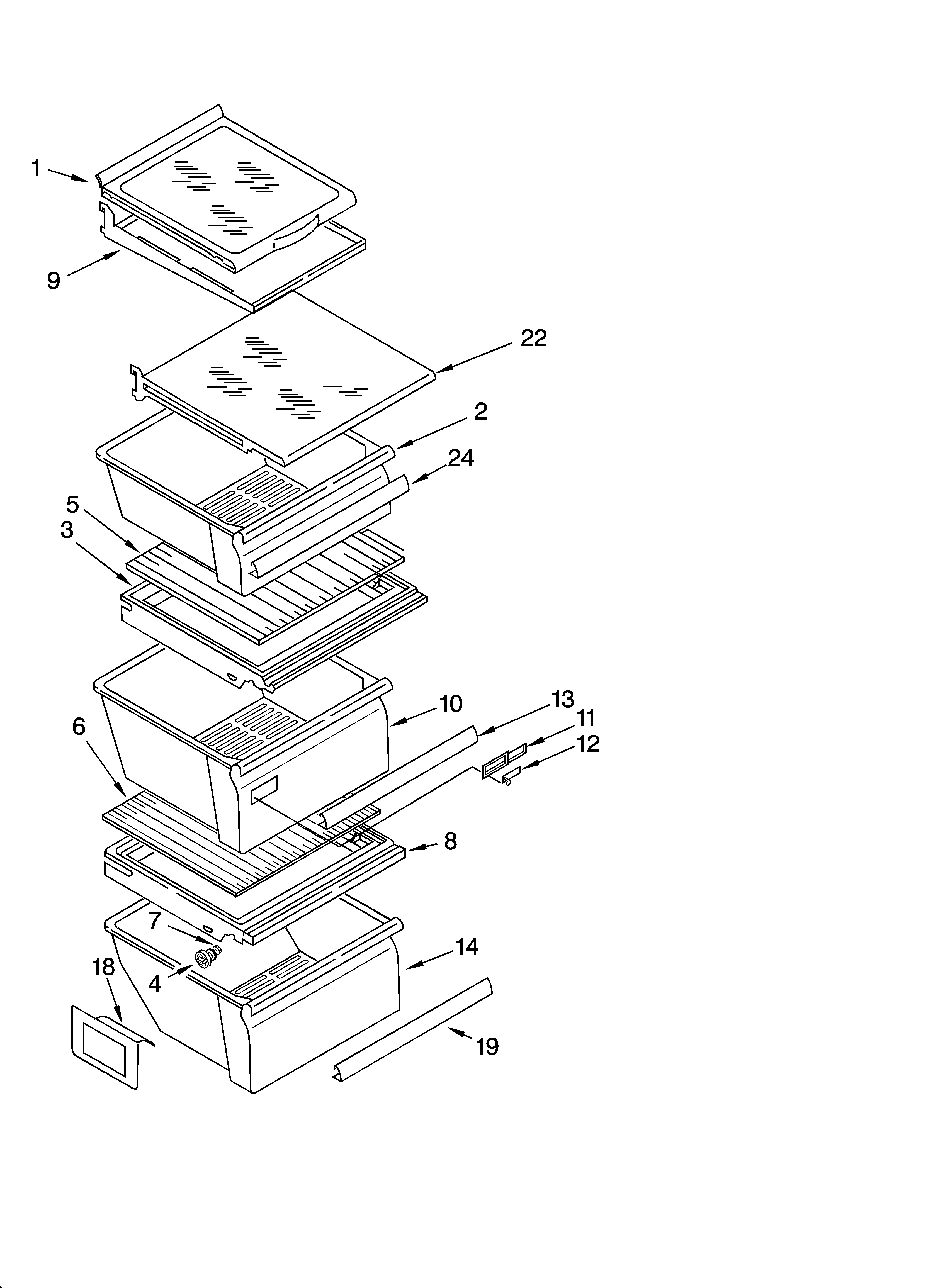 Refrigerator shelf parts