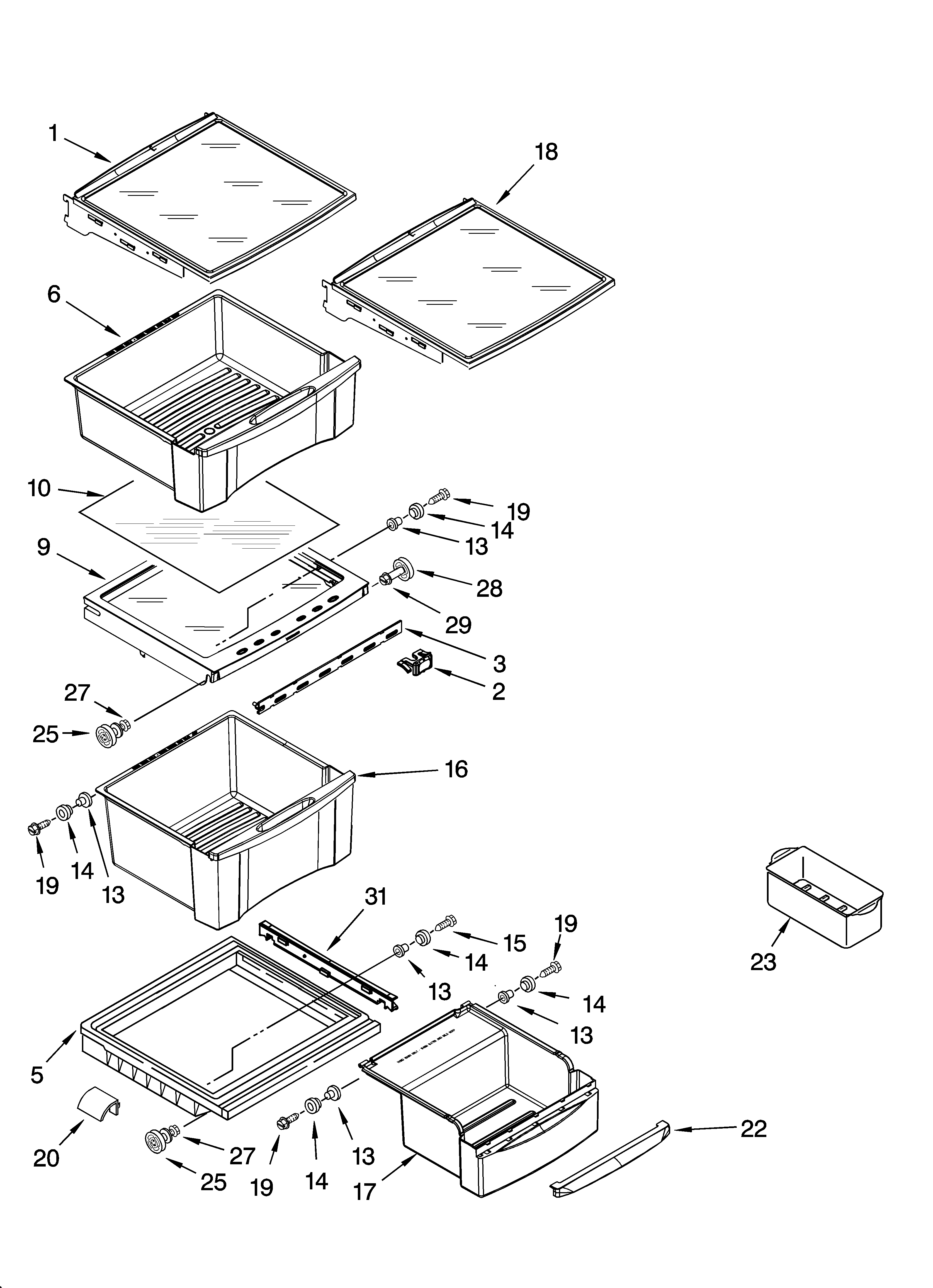 Refrigerator shelf parts