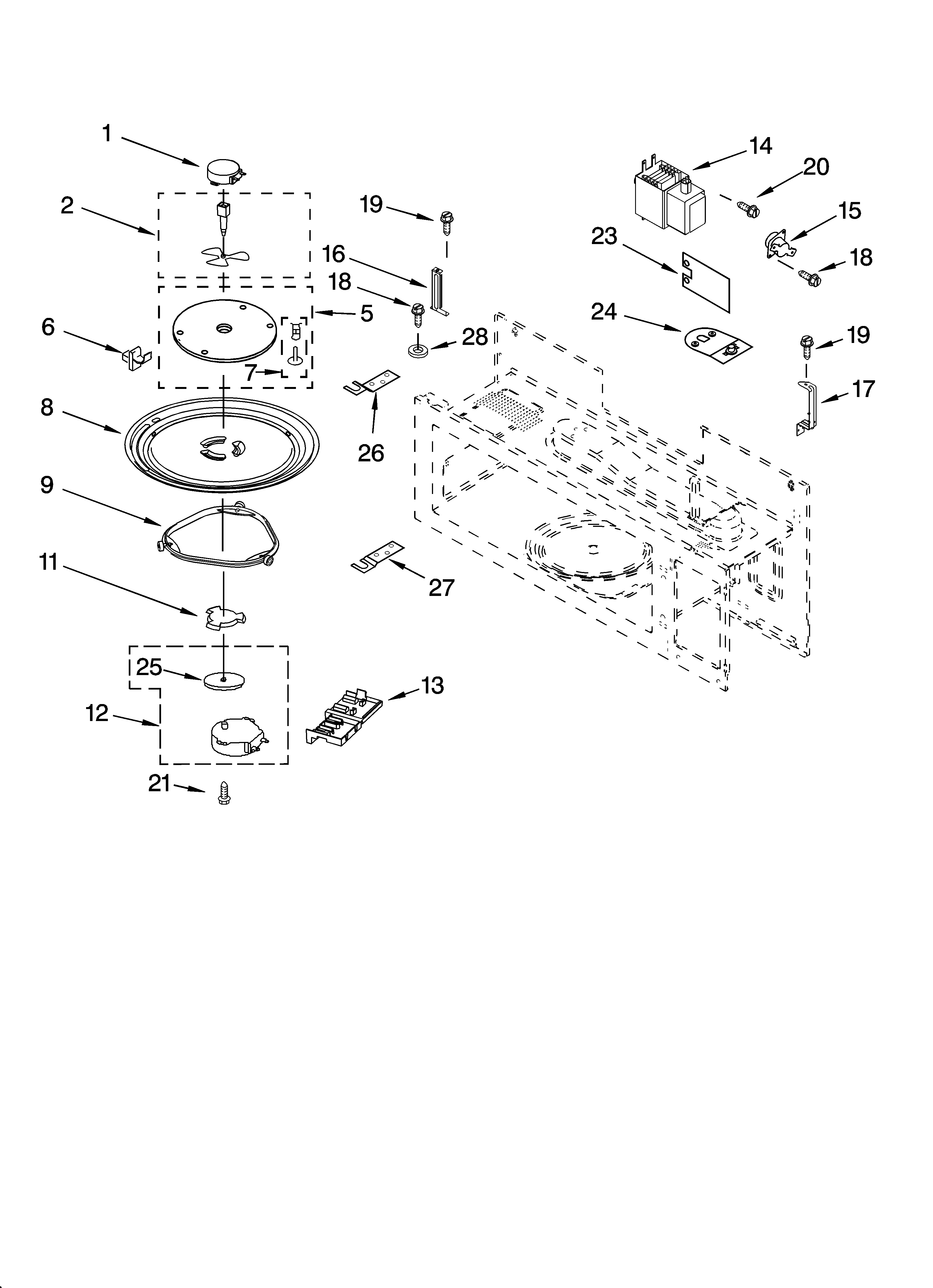 Magnetron and turntable parts