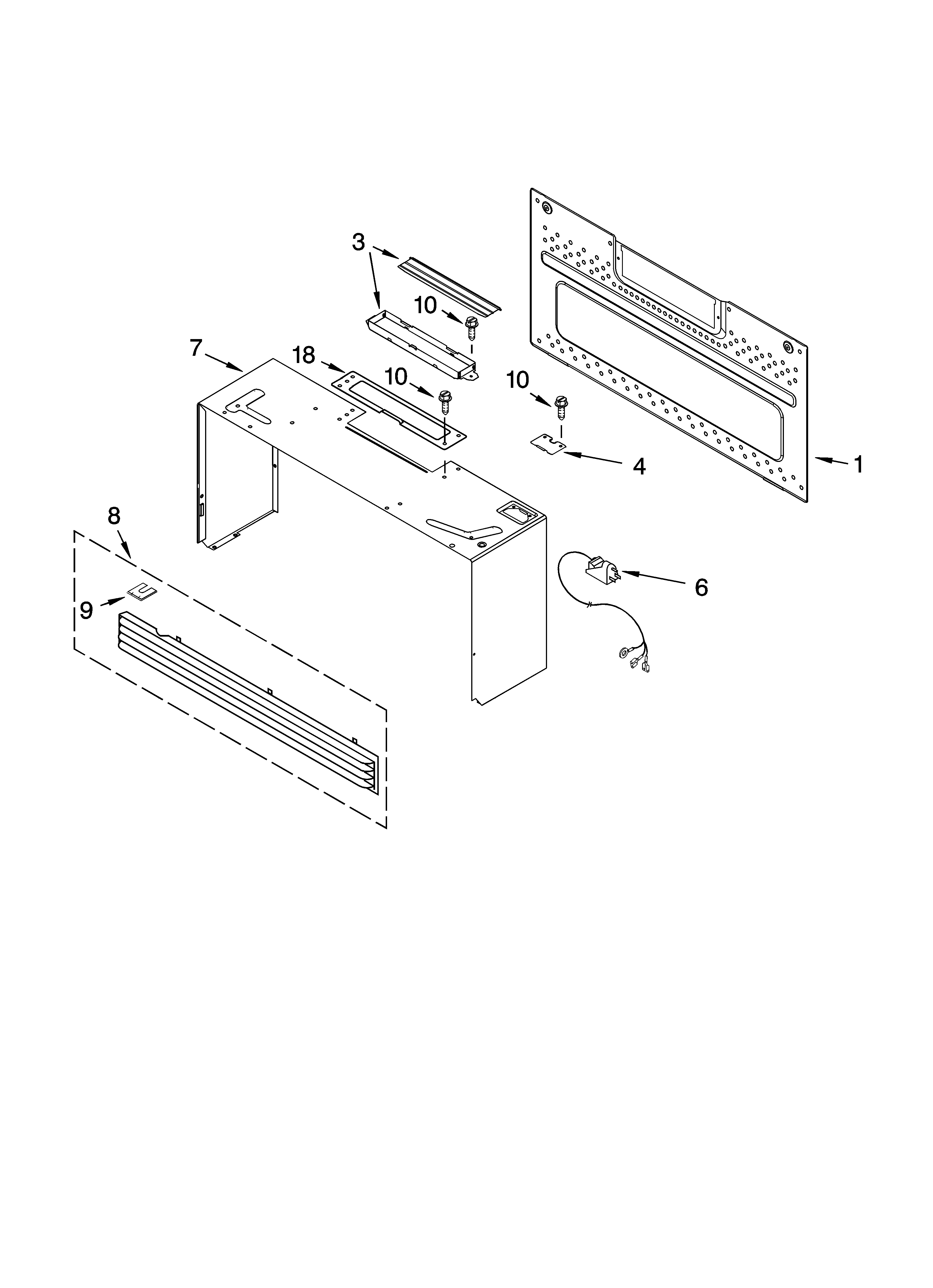 Cabinet and installation parts