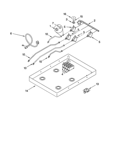 Burner box, gas valves, and switches