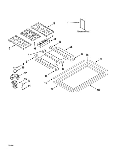 Cooktop, burner and grate parts