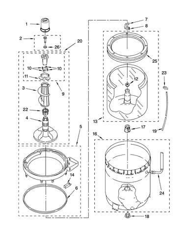 Agitator, basket and tub parts