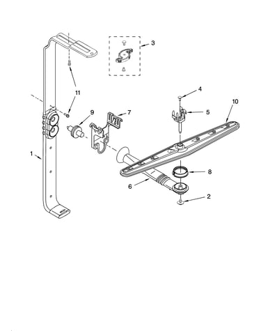 Upper wash and rinse parts