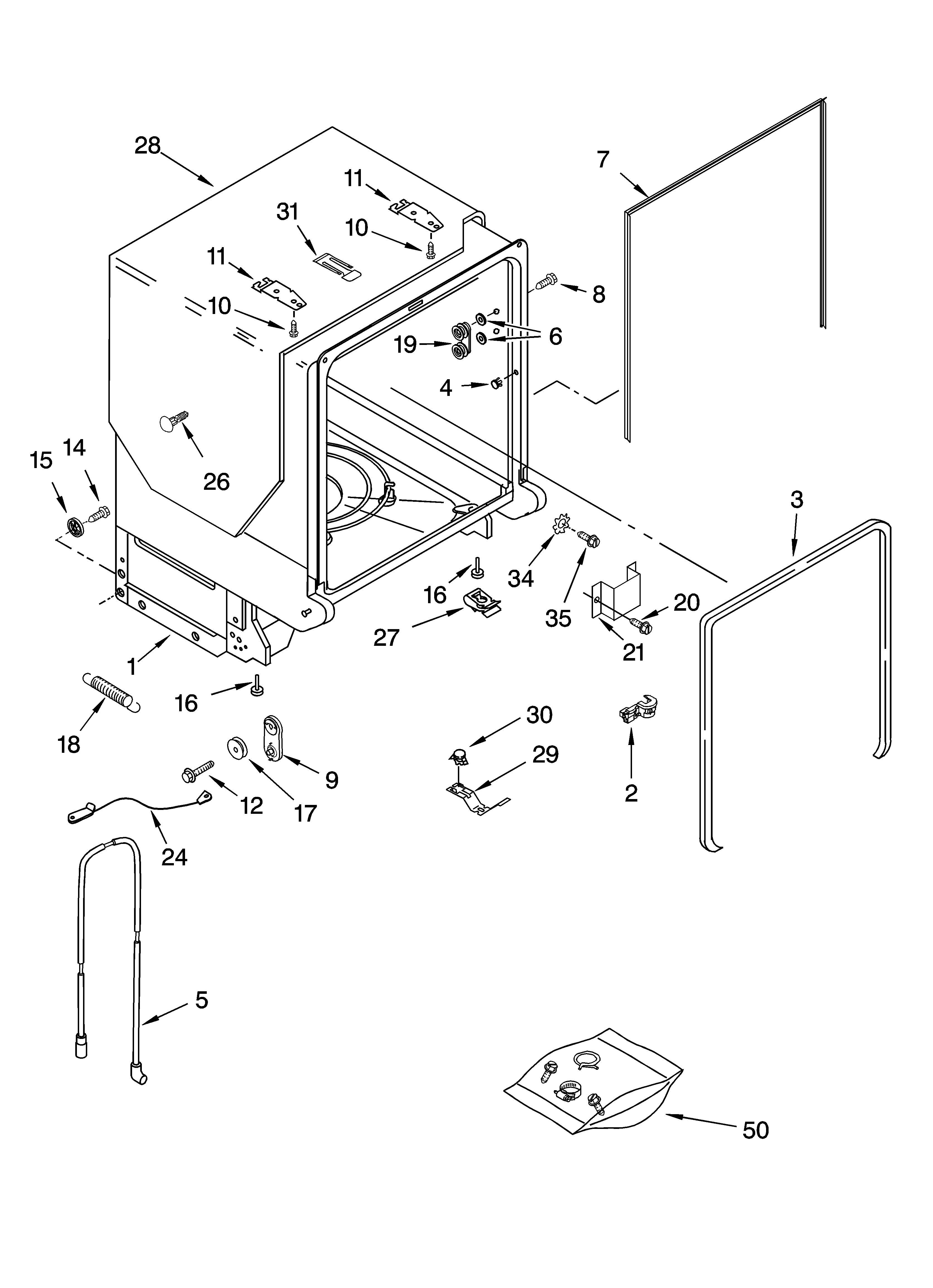 Tub and frame parts