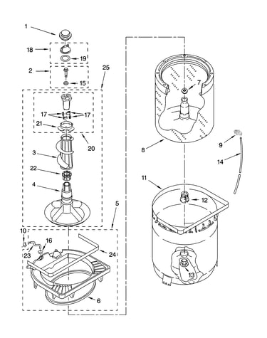 Agitator, basket and tub parts