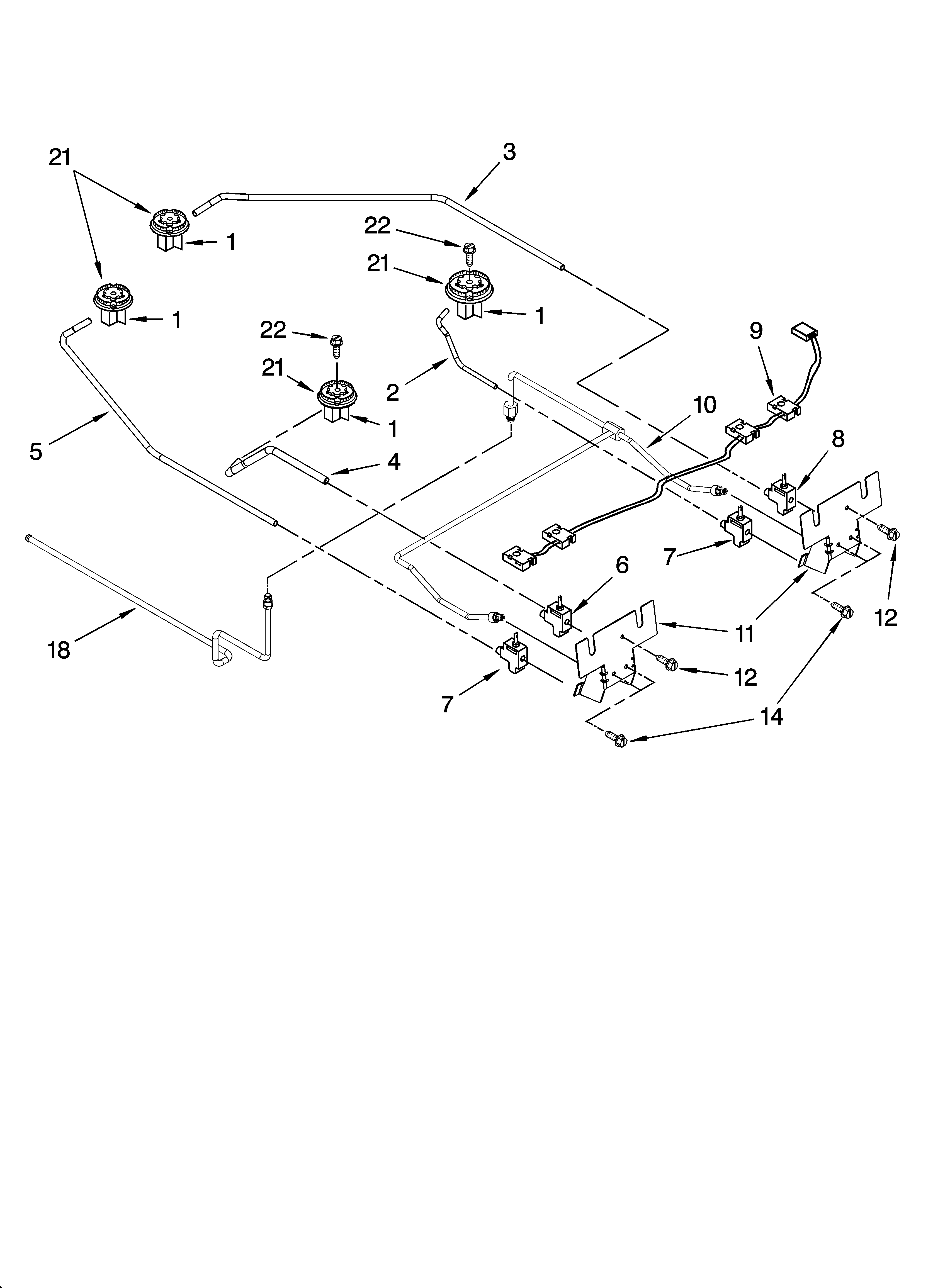 Cooktop burner parts, optional parts