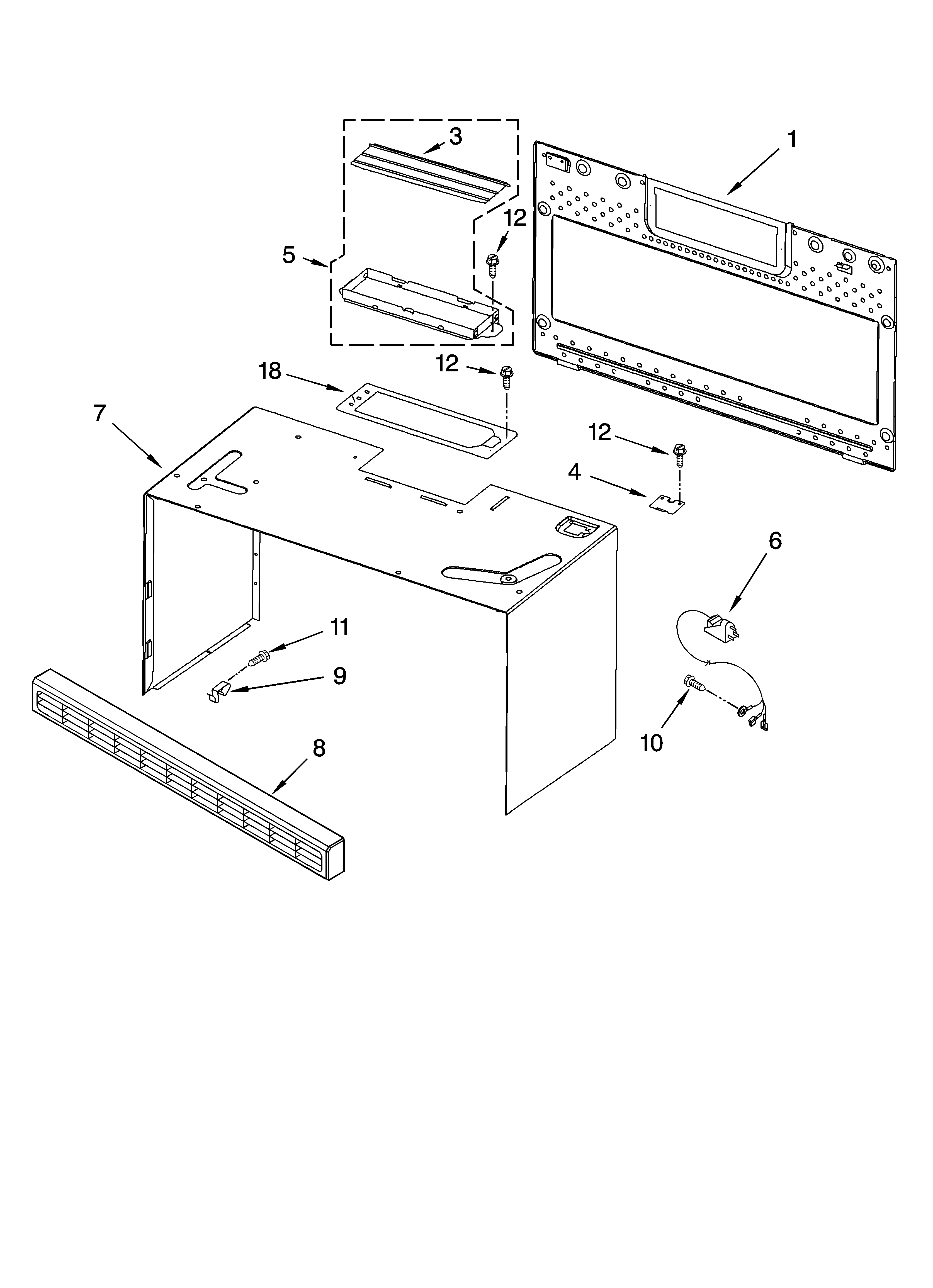Cabinet and installation parts