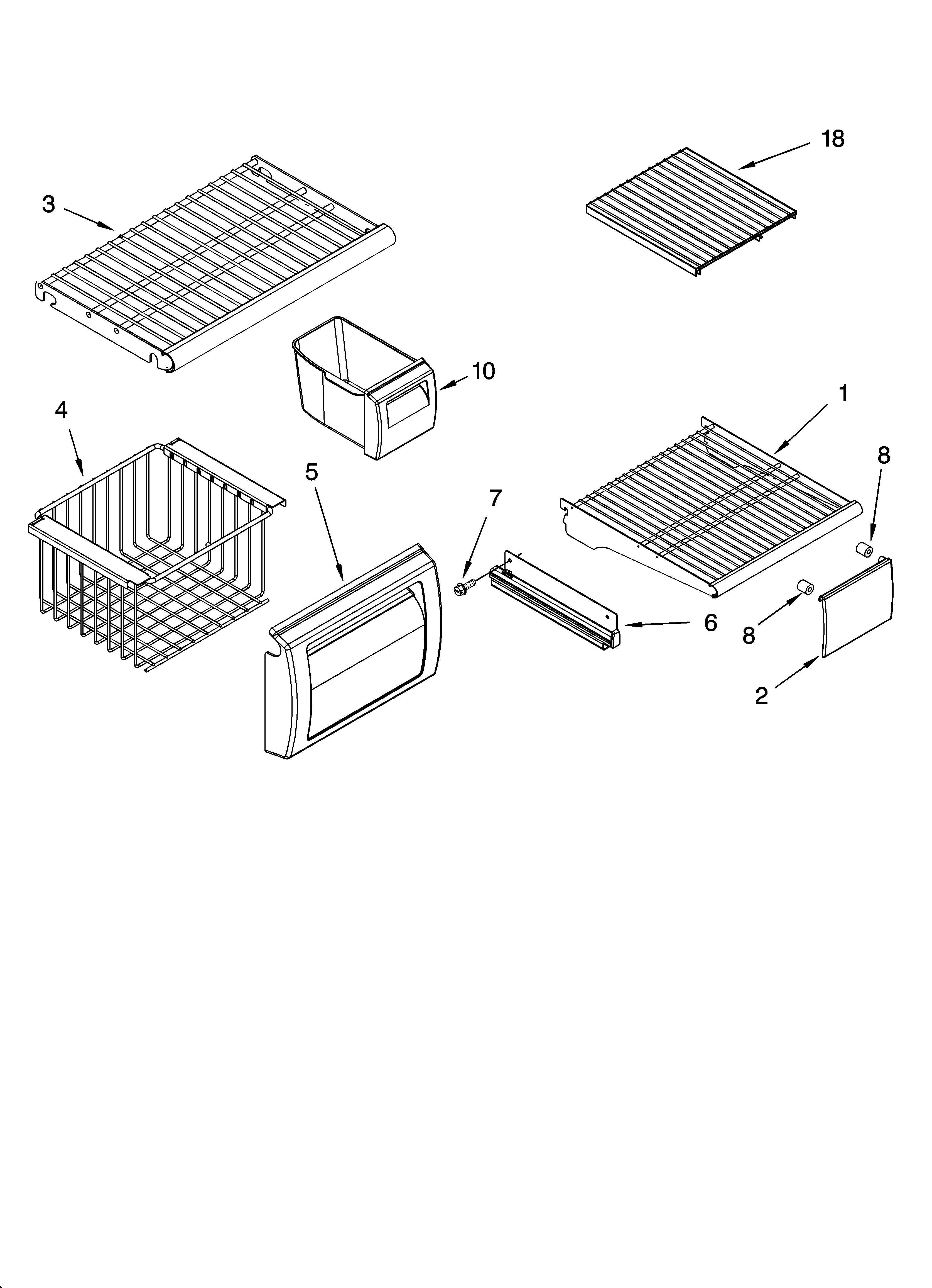 Freezer shelf parts
