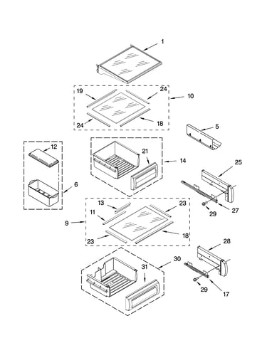Refrigerator shelf parts