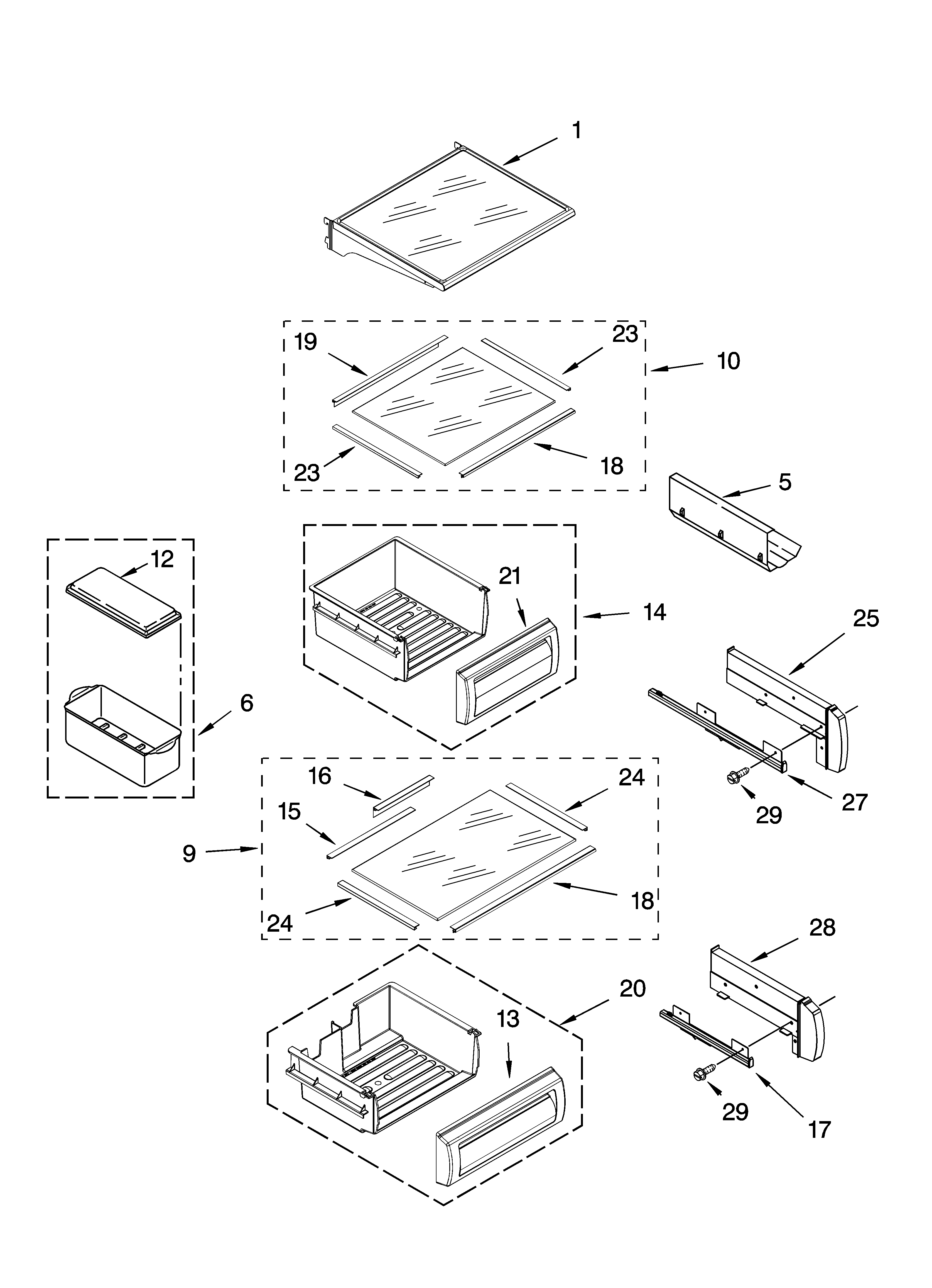 Refrigerator shelf parts