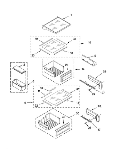 Refrigerator shelf parts