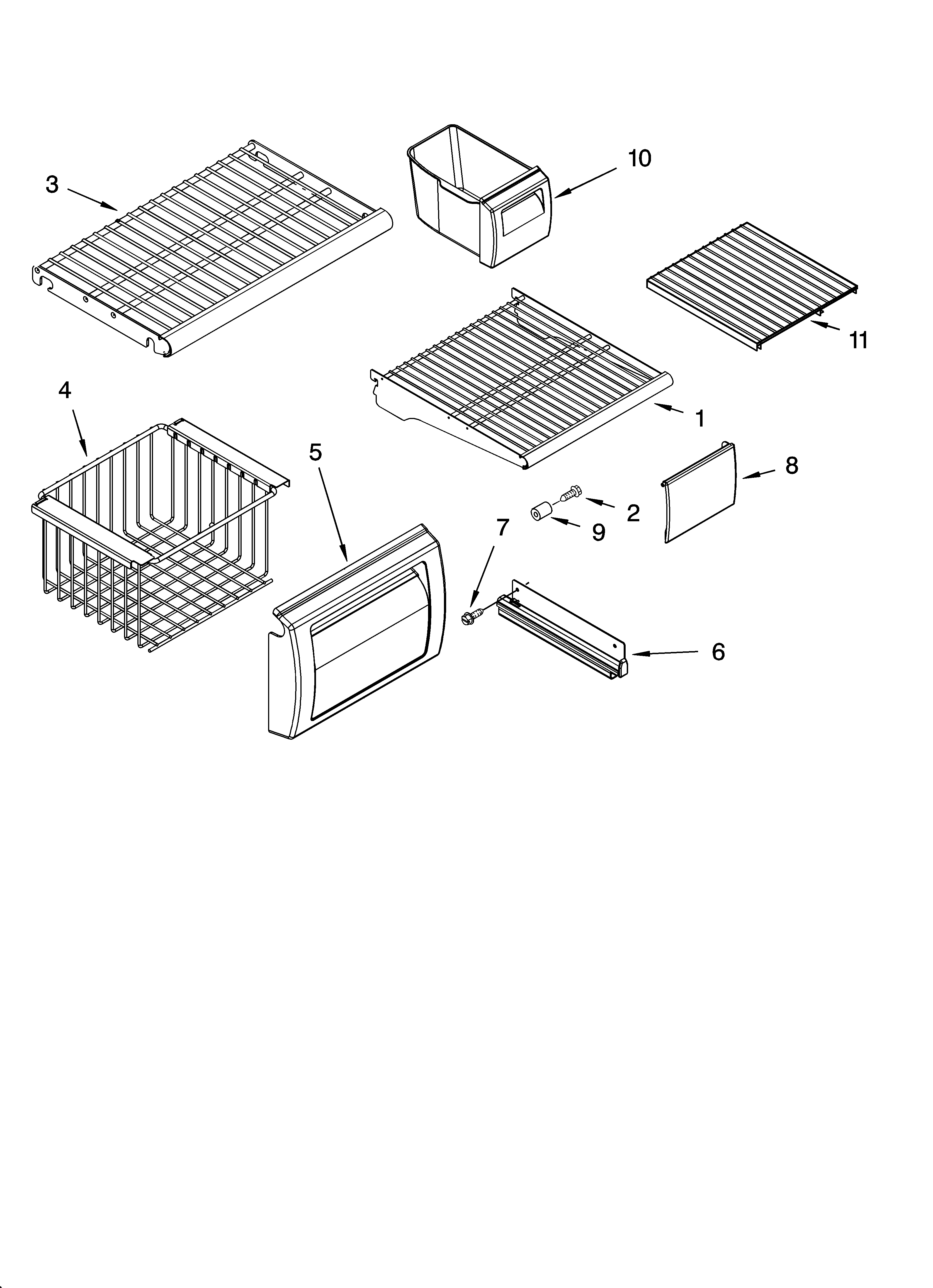 Freezer shelf parts